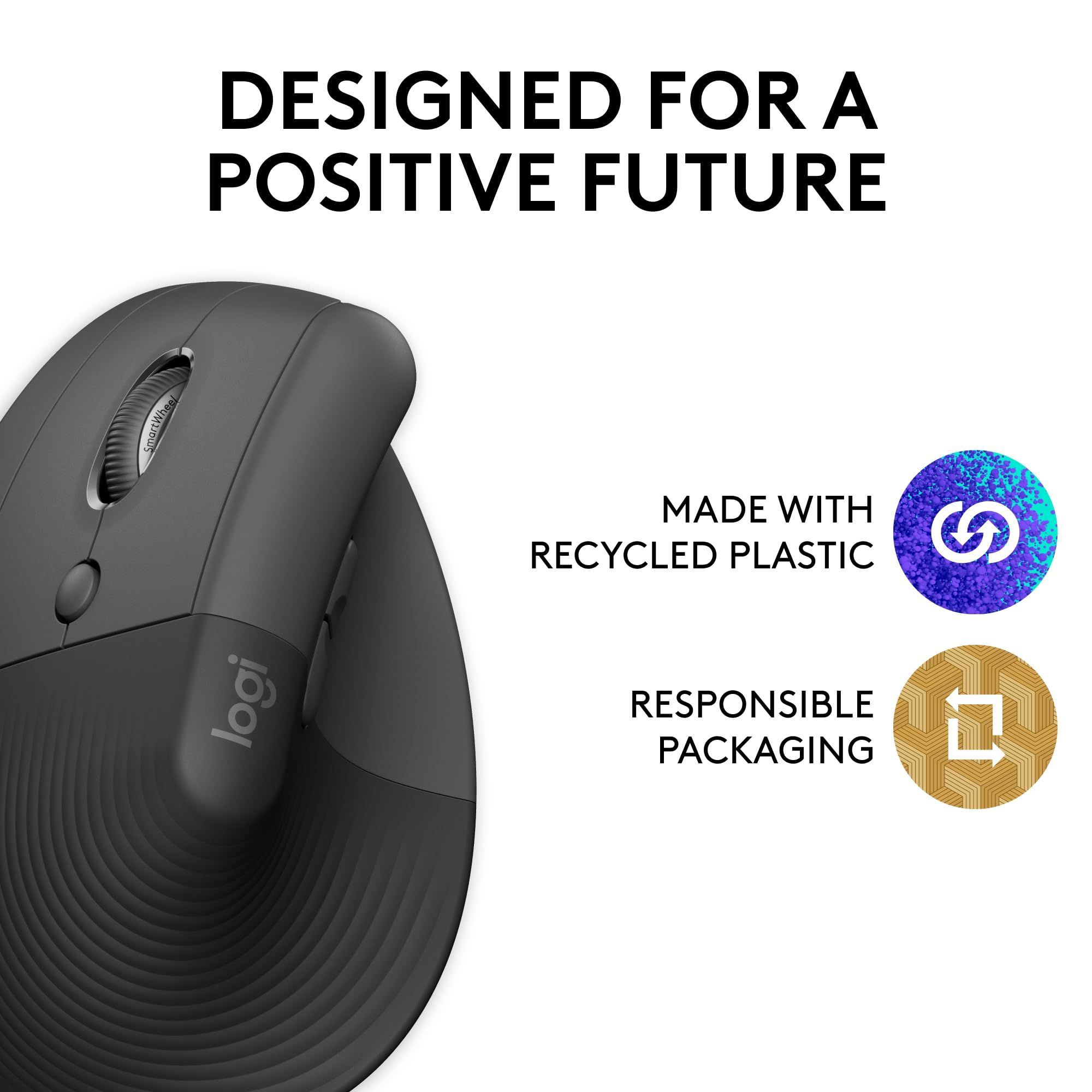 Logitech Lift Left Vertical Ergonomic Mouse Left Handed Wireless Bluetooth Or Logi Bolt Usb Quiet Clicks 4 Buttons Compatible Wi