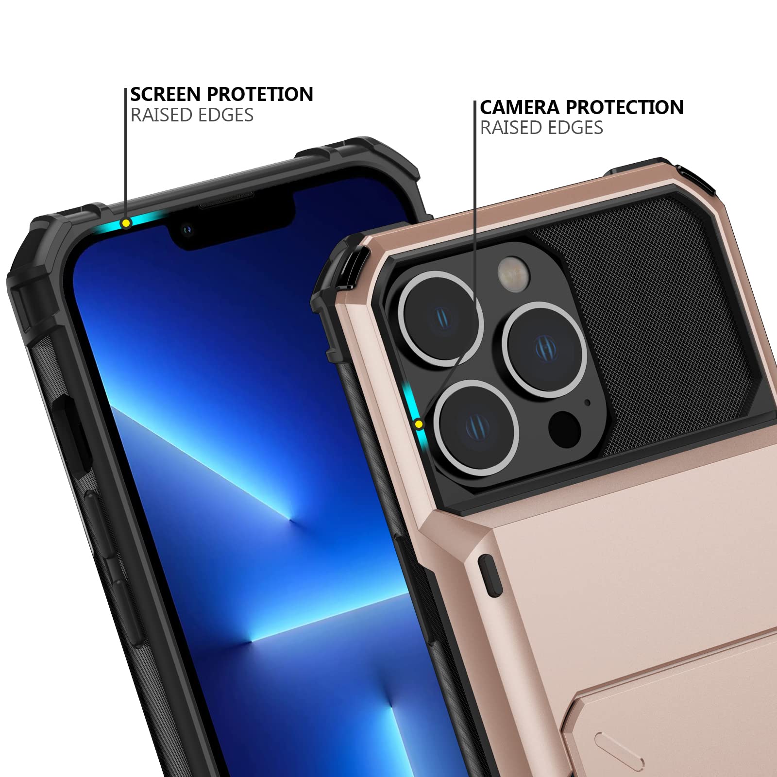 Nvollnoe For Iphone 13 Pro Case With Card Holder[Store 5 Cards] Dual Layer Heavy Duty Shockproof Iphone 13 Pro Wallet Case With