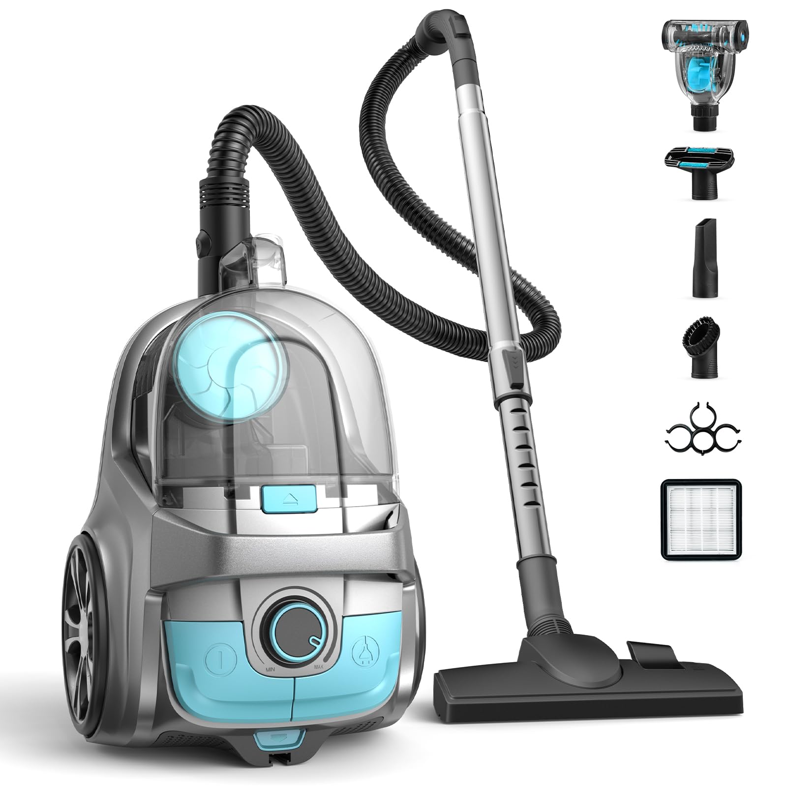 HawKam Canister Vacuum Cleaner, 1600W 40Kpa Bagless HEPA Vacuum