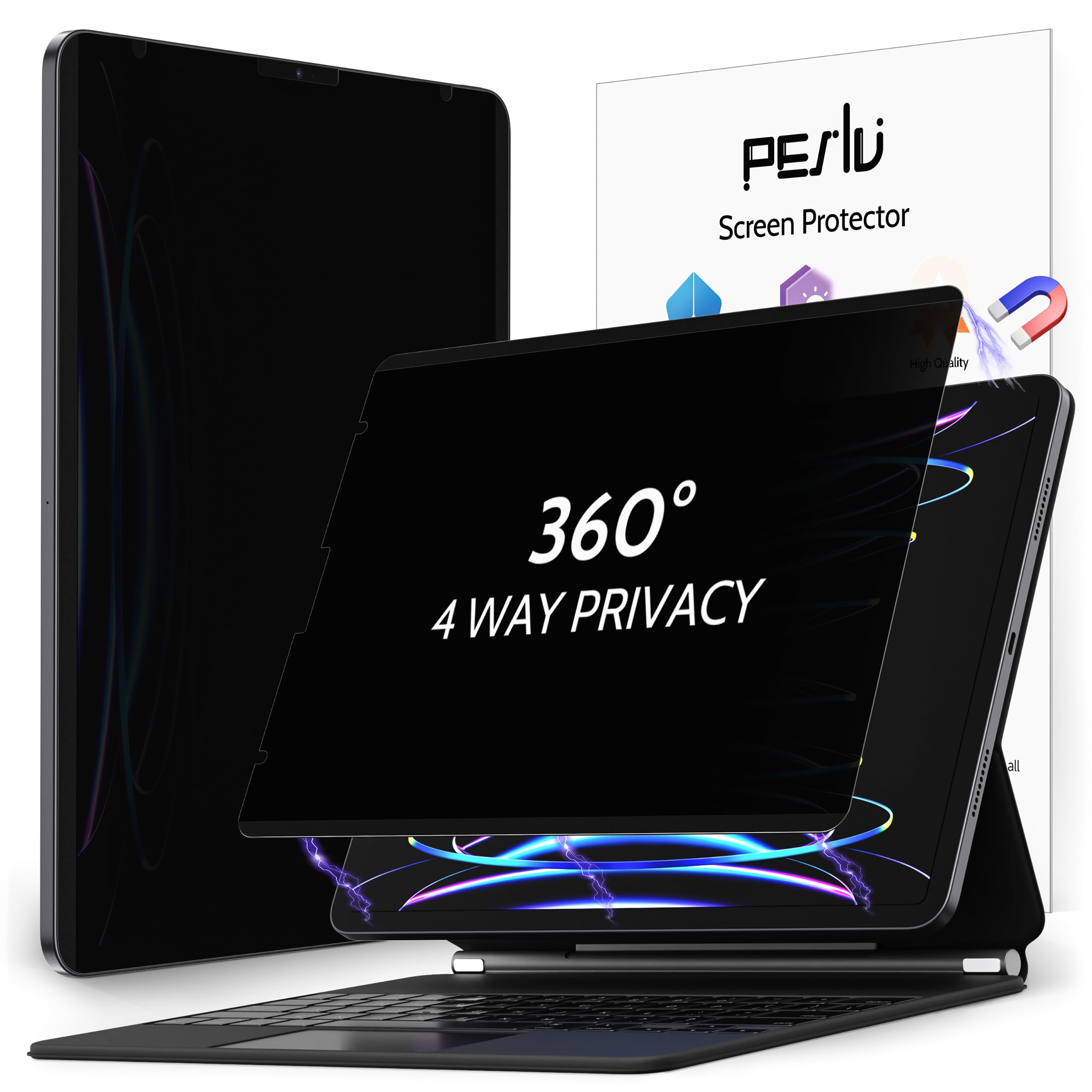 Peslv 4 Way Magnetic Privacy Screen Protector For Ipad Air 5Th 4Th 10.9'' & Ipad Pro 11(2018 2022), Removable 360 Anti Spy Blue 