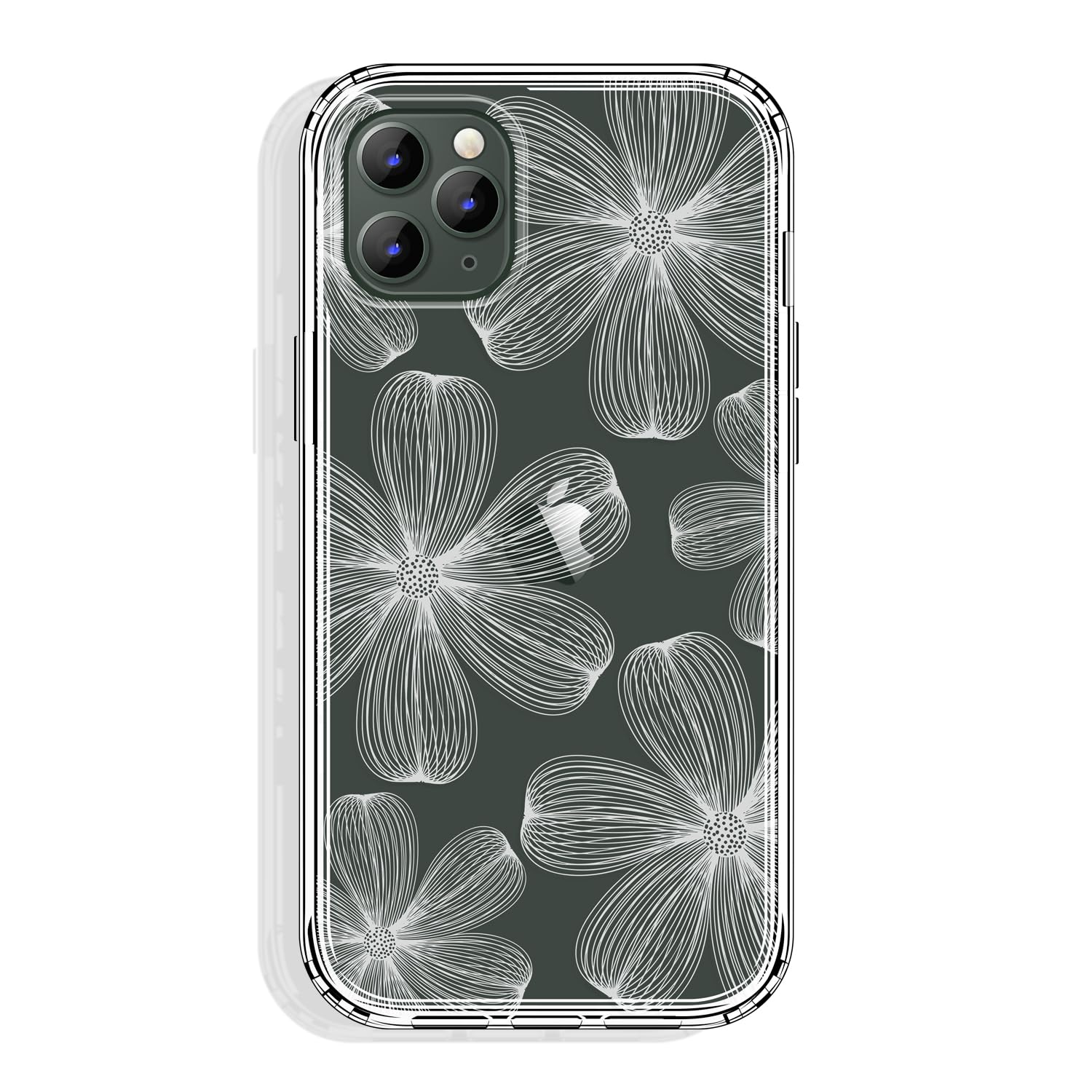 GYZYA for iPhone 11 Pro Case 5.8 Inch Clear with Design, Protective Slim TPU Cover + Shockproof Bumper for Women and Girls (Whit