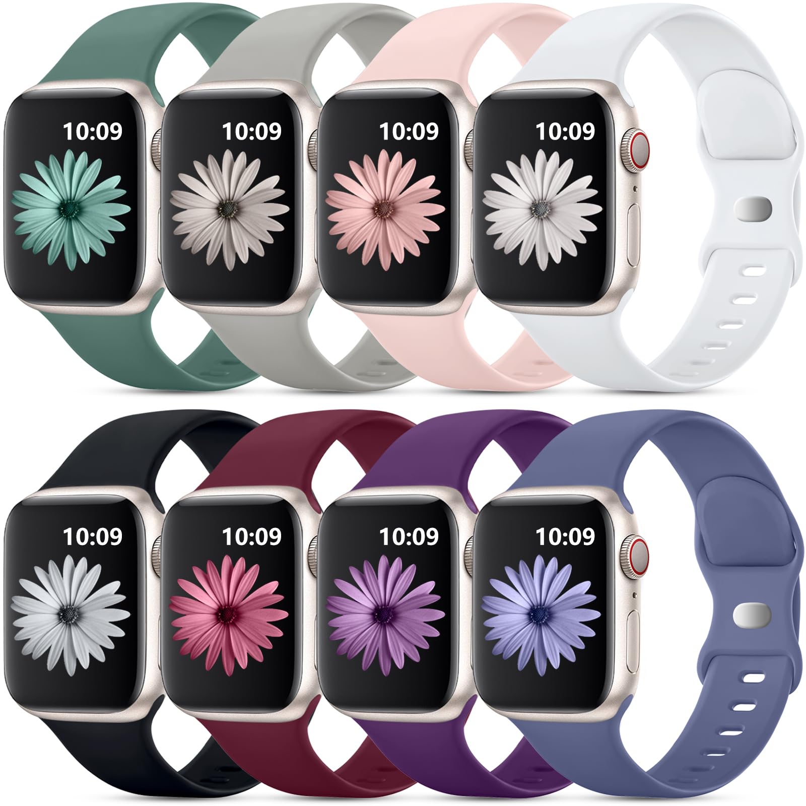 Daqin 8 Pack Sport Bands Compatible With Apple Watch Band 44Mm 45Mm 46Mm 49Mm 42Mm 41Mm 38Mm 40Mm For Women Men, Soft Silicone S