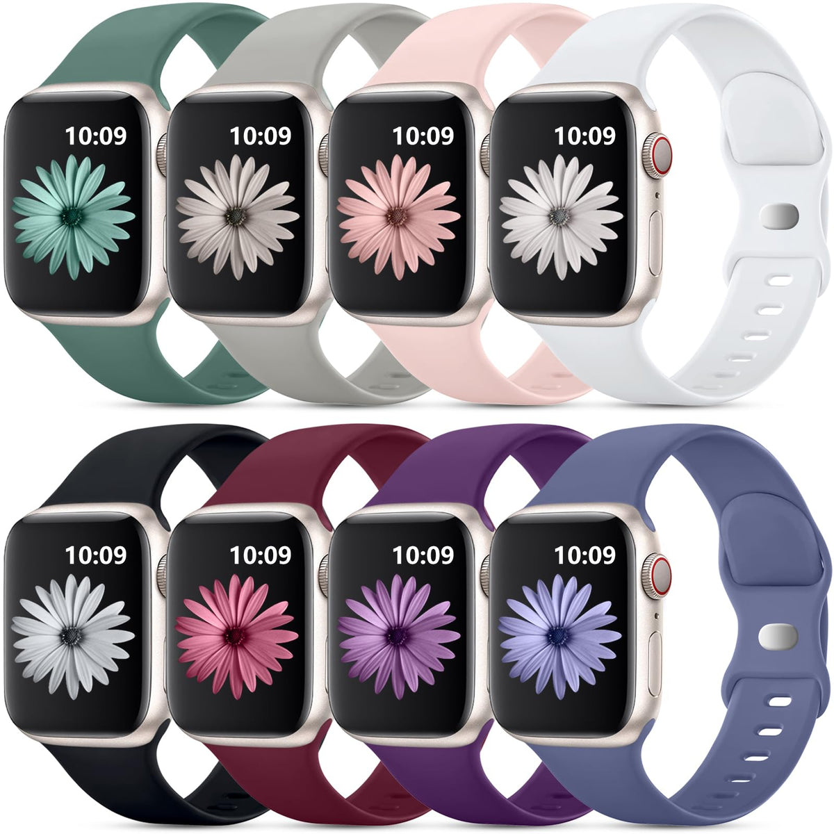 Daqin 8 Pack Bands Compatible With Apple Watch Band 40Mm 38Mm 41Mm 42Mm 44Mm 45Mm 49Mm For Women Men, Soft Silicone Replacement