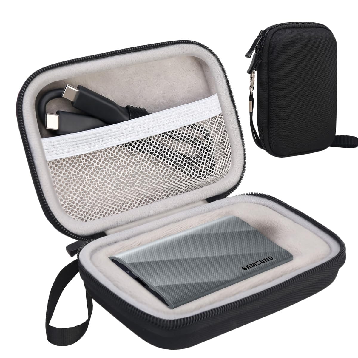 Lacdo Hard Carrying Case for Samsung T9 Portable Solid State Drives 1TB 2TB 4TB USB 3.2 External SSD Hard EVA Shockproof Storage Travel Bag, Black+Gray