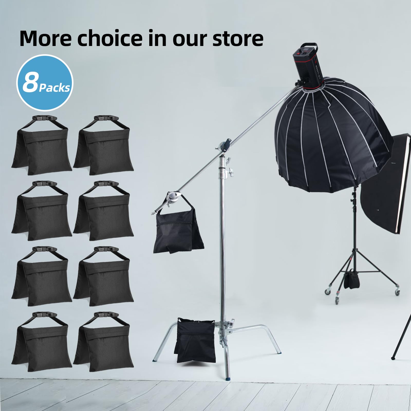 Ifkdnr 8 Packs Sandbags, Heavy Duty Sand Bags With 16 Pe Bags, Sand Bags With Buckle Straps For Support Light Stand, C Stand, Li