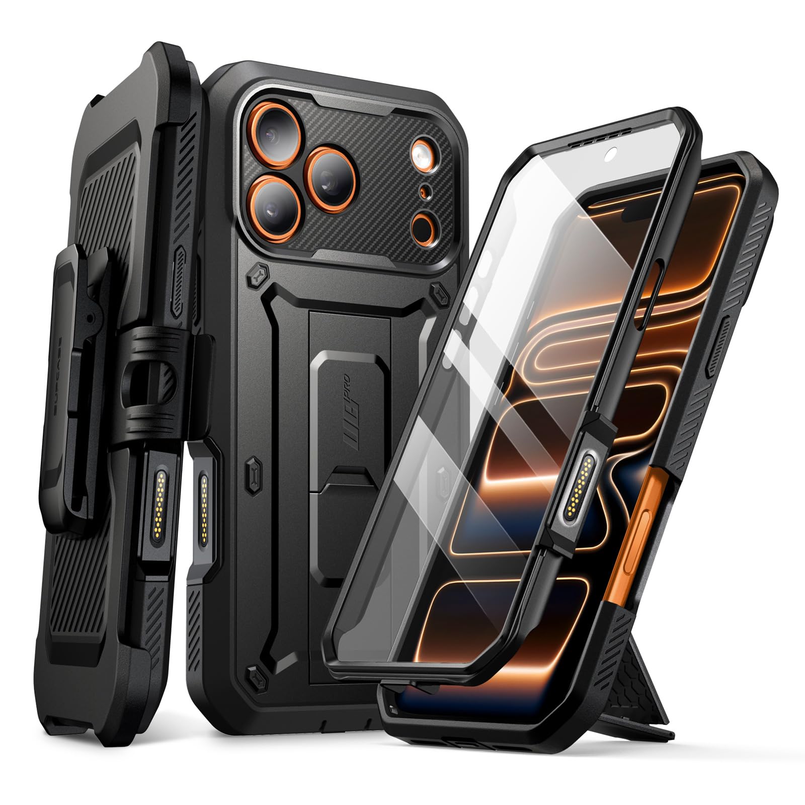 SUPCASE for iPhone 17 Pro Max Case with Camera Control Button (Unicorn Beetle Pro), [Built-in Kickstand & Screen Protector] [Mil