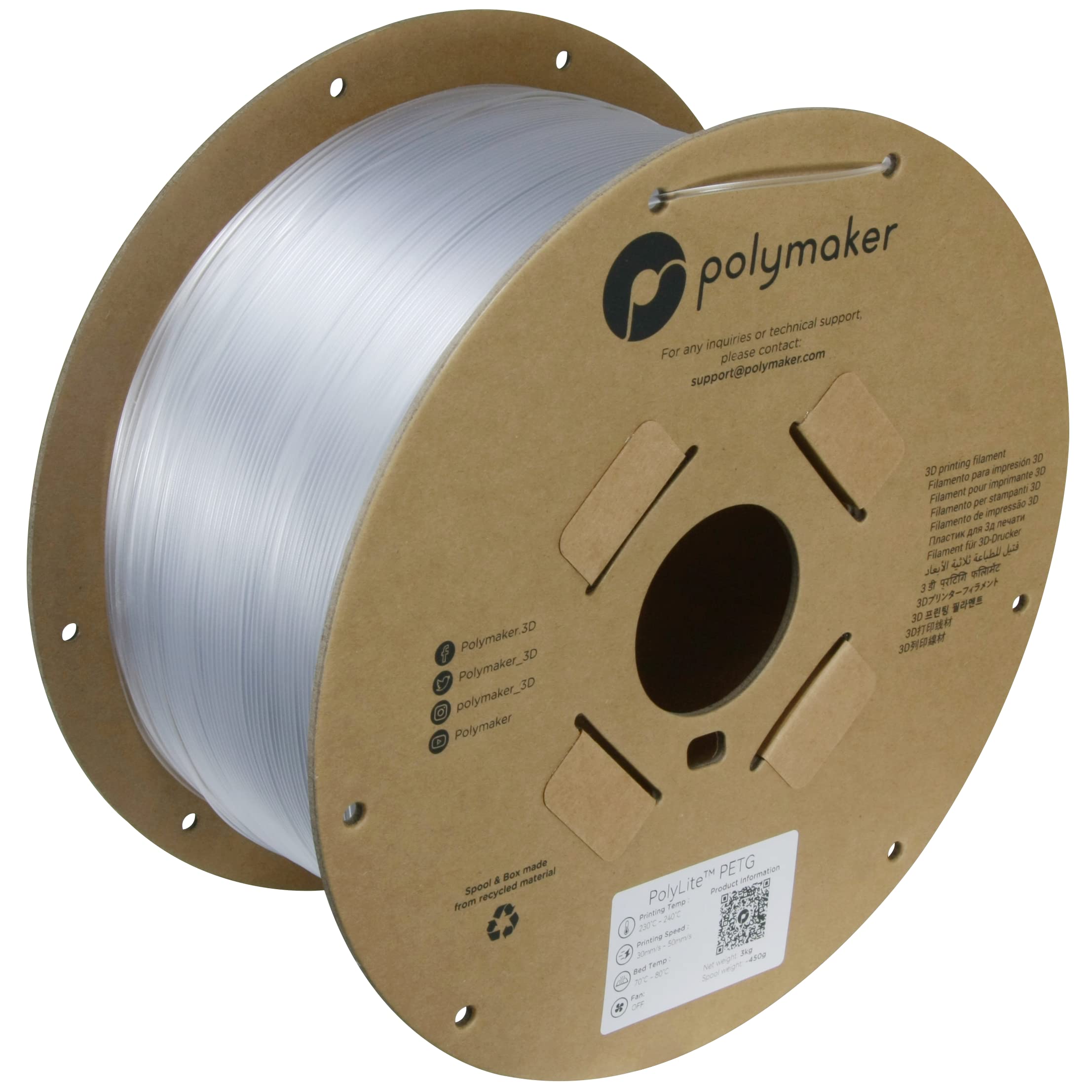 Polymaker 3Kg Petg Filament 1.75Mm, Strong Petg 3D Printer Filament Clear   Polylite Petg 3D Printing Filament, Cost Effective L