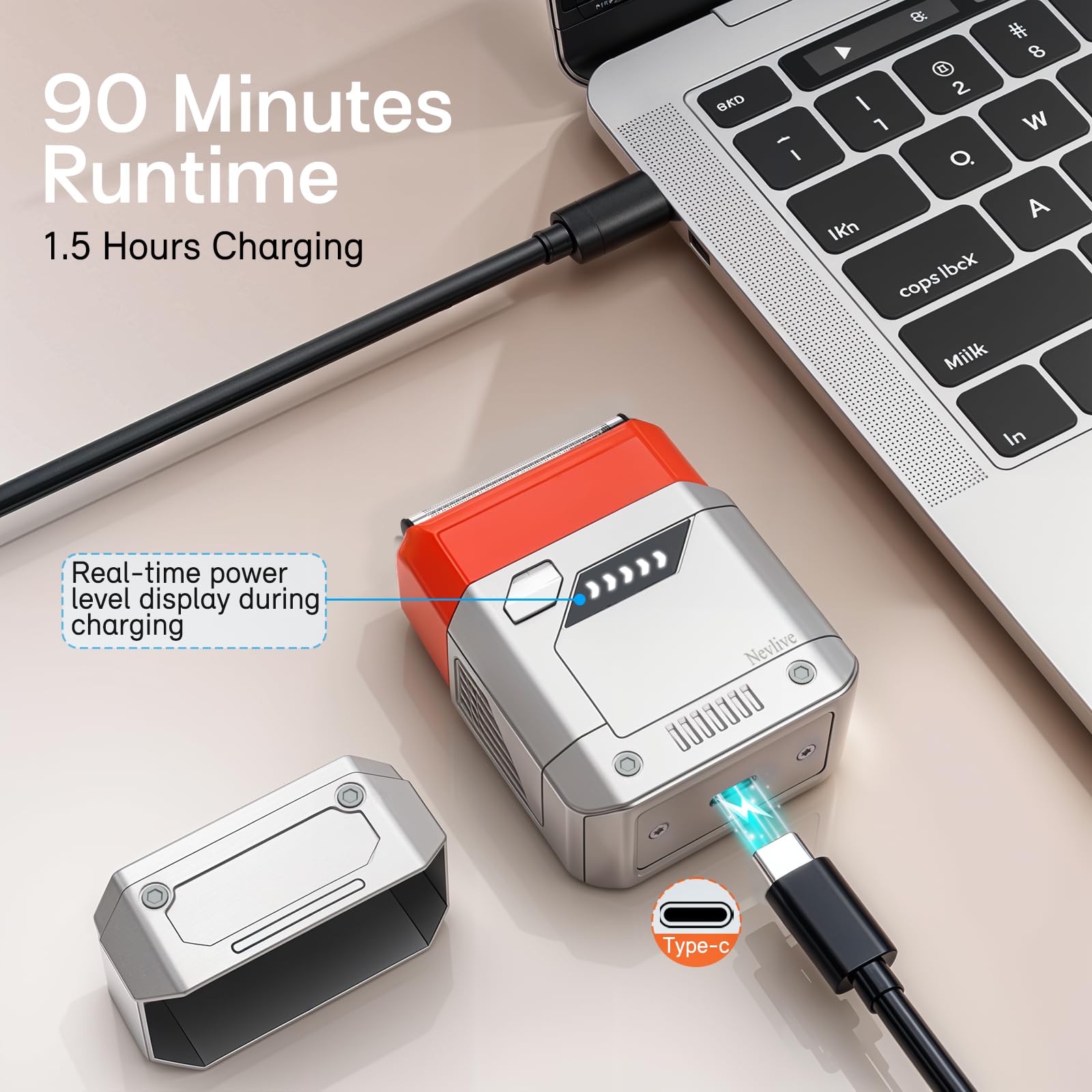 Nevlive Men'S Electric Shaver, Compact Foil Shaver, Usb C Rechargeable, Waterproof, Cordless, Portable Face Shaver With Travel C