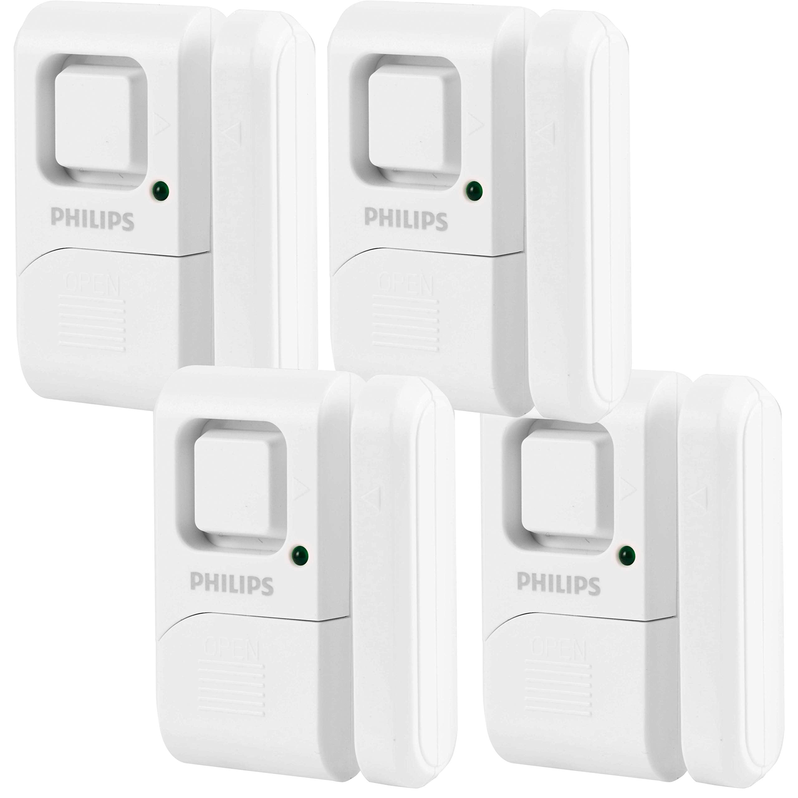 Philips Personal Security Window And Door Alarm, 4 Pack, Diy Protection, Burglar Alert, Wireless, Chime/Alarm, Easy Installation