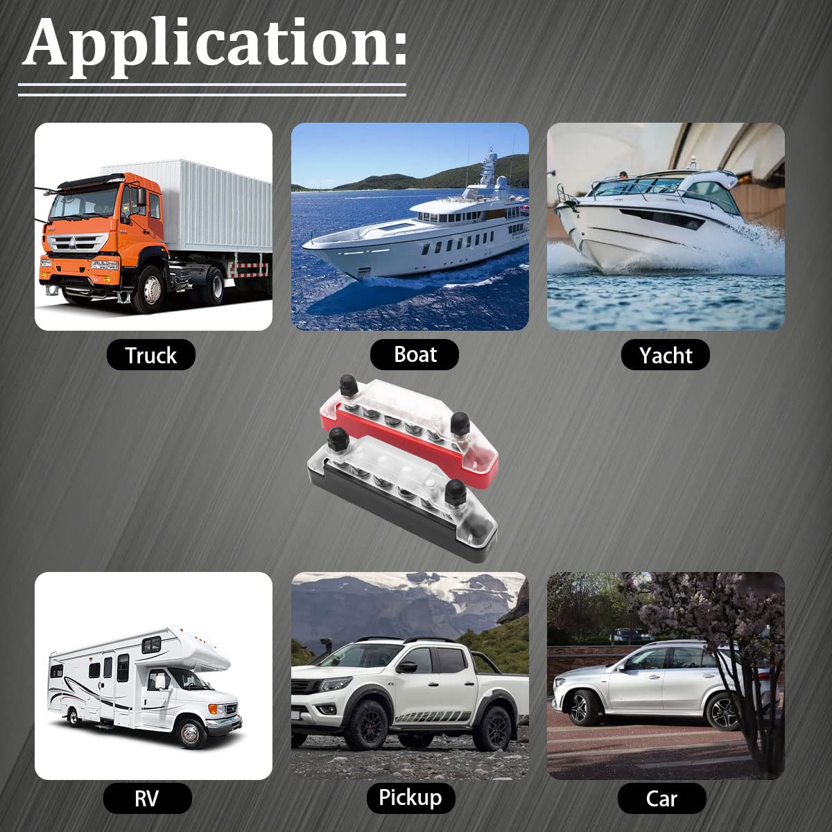 Seamaka 150A 12V Bus Bar Marine Power Distribution Terminal Block With Cover With 6 X 1/4    (M6) Post,Battery Bus Bar (Pair, Re