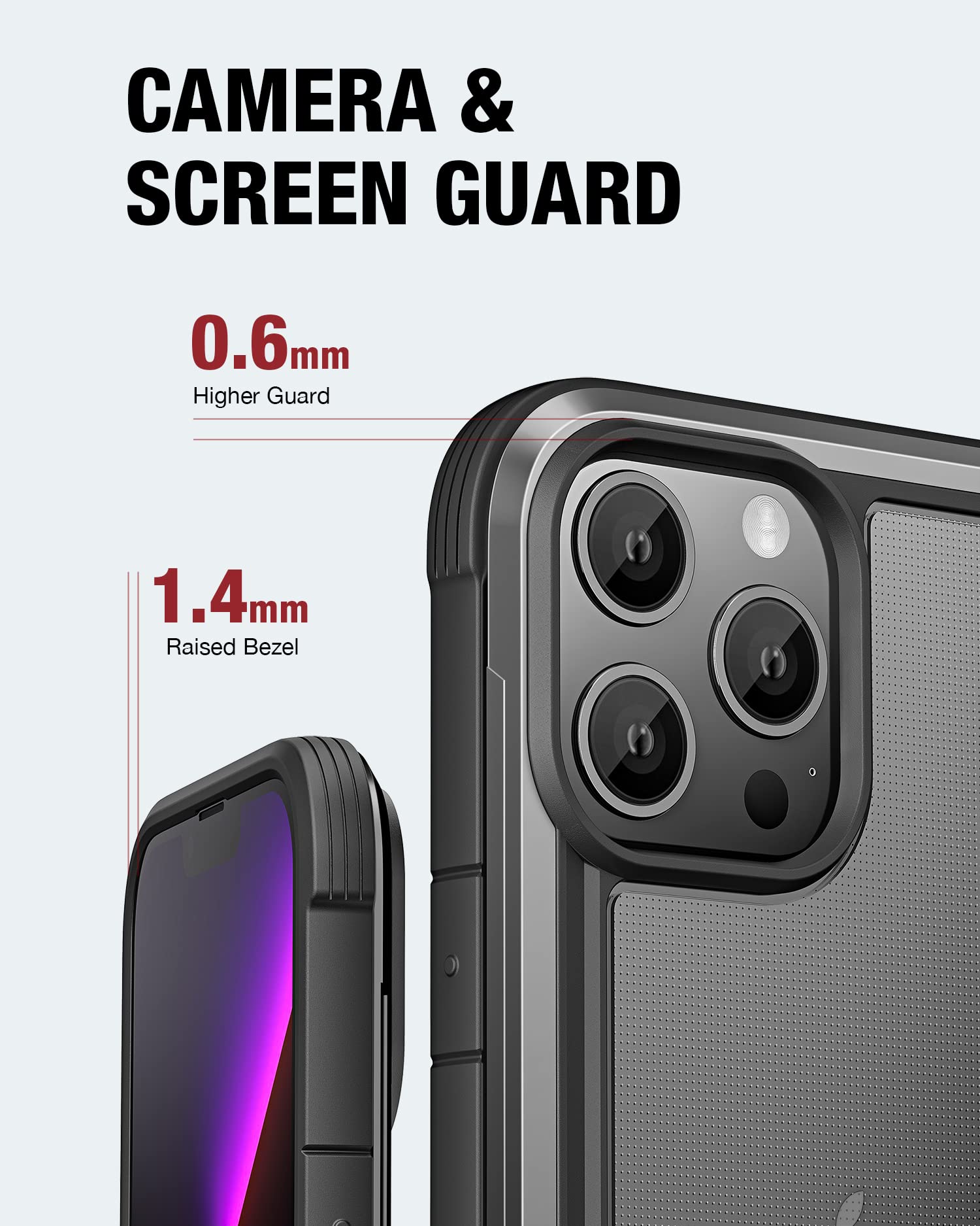 Raptic Shield For Iphone 13 Pro Max Case, Shockproof Protective Clear Case, Military 10Ft Drop Tested, Durable Aluminum Frame, A