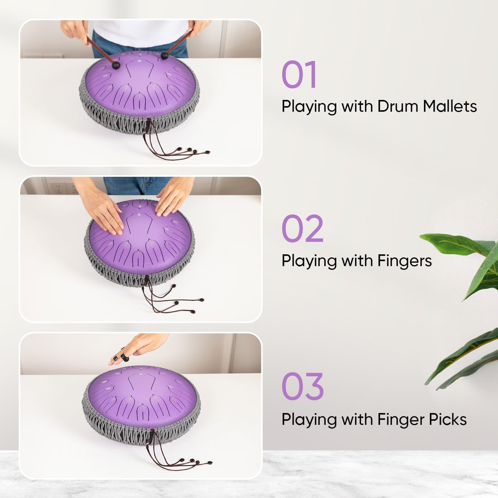 Steel Tongue Drum 12 Inch 15 Notes: Handpan Drums Set With Music Book Mallets Carry Bag - Hand Pan Instrument For Adults Musical