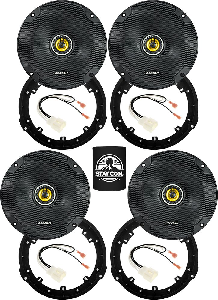 KICKER Speakers 6.5 inch for Ford Bronco Sport 2021-2024 Upgrade Kit - 4 Pack of CS Series with Adapters and Harness, Coaxial 6 