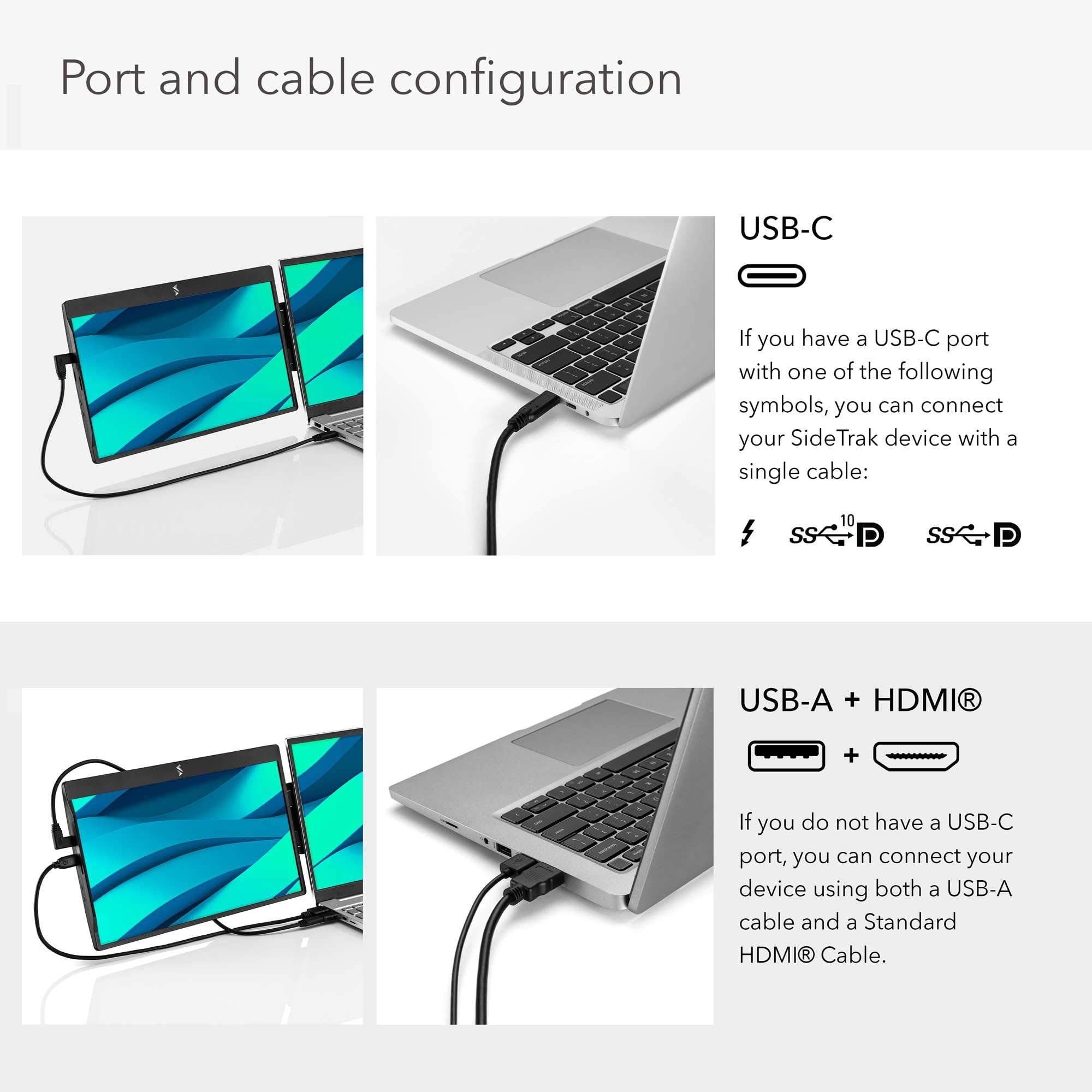 Sidetrak Swivel 14 Attachable Portable Monitor Extender, Fhd Tft Laptop Dual Screen With Kickstand + Unique Swivel Hinge, Compat