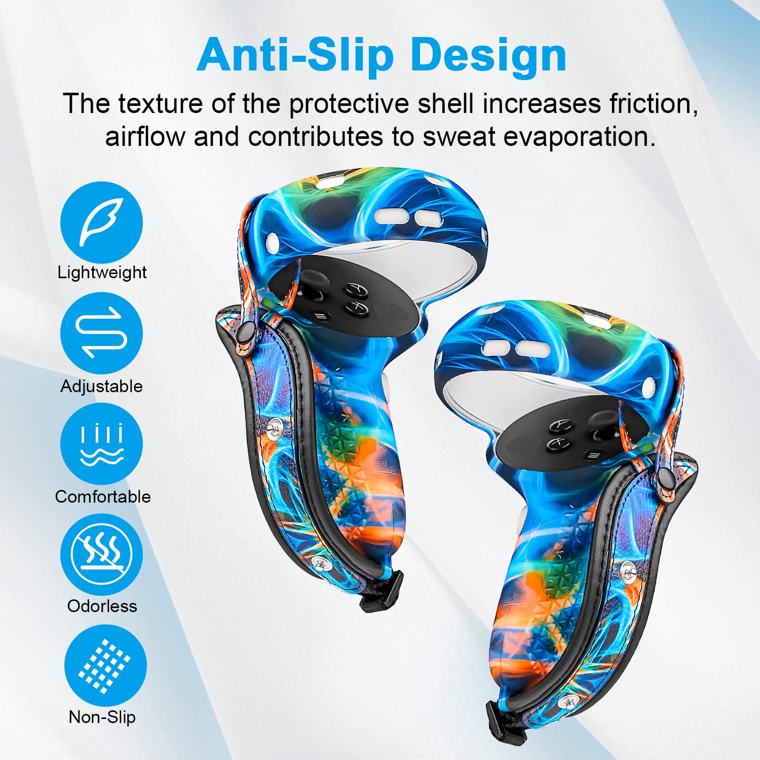 For Oculus Quest 2 Accessories, Relohas Vr Accessory Set For Meta Quest 2, Include Controller Grip Leather Cover, Vr Shell Cover