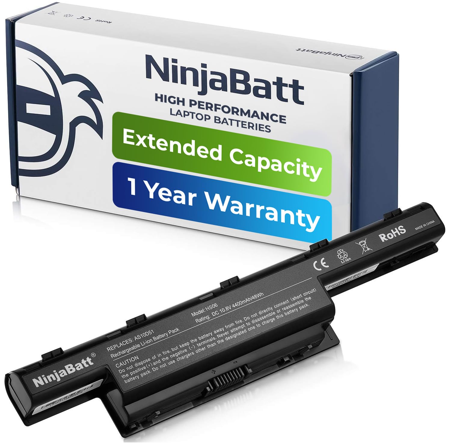 Ninjabatt Battery For Acer As10D31 As10D81 As10D51 As10D41 As10D61 As10D73 As10D75 5750 As10D71 5742 As10D56 E1 531 5250 E1 571 5733 7741 5733 5735 5755   High Performance [6 Cells/48Wh]