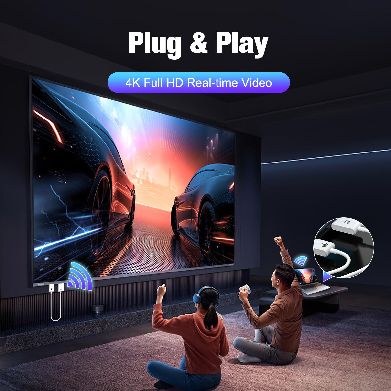 Hdmi Wireless Transmitter And Receiver Kit, 1080P@60Hz Wireless Hdmi Extender, 98Ft Hdmi Sender Display Adapter Support 2.4/5Ghz