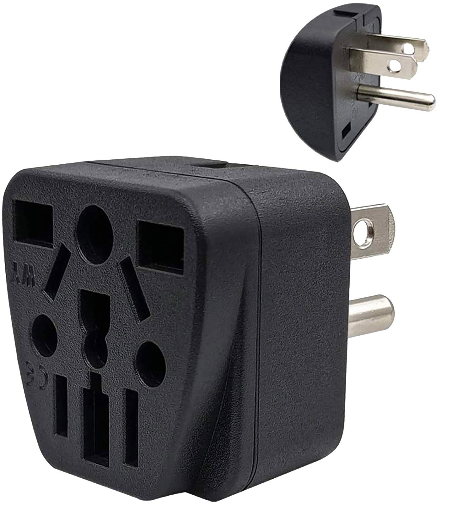Us Travel Plug Adapter Eu/Uk/Au/In/Cn/Jp/Asia/Italy/Brazil To Usa (Type B), 3 Prong Grounded Usa Wall Plug, International Mini T