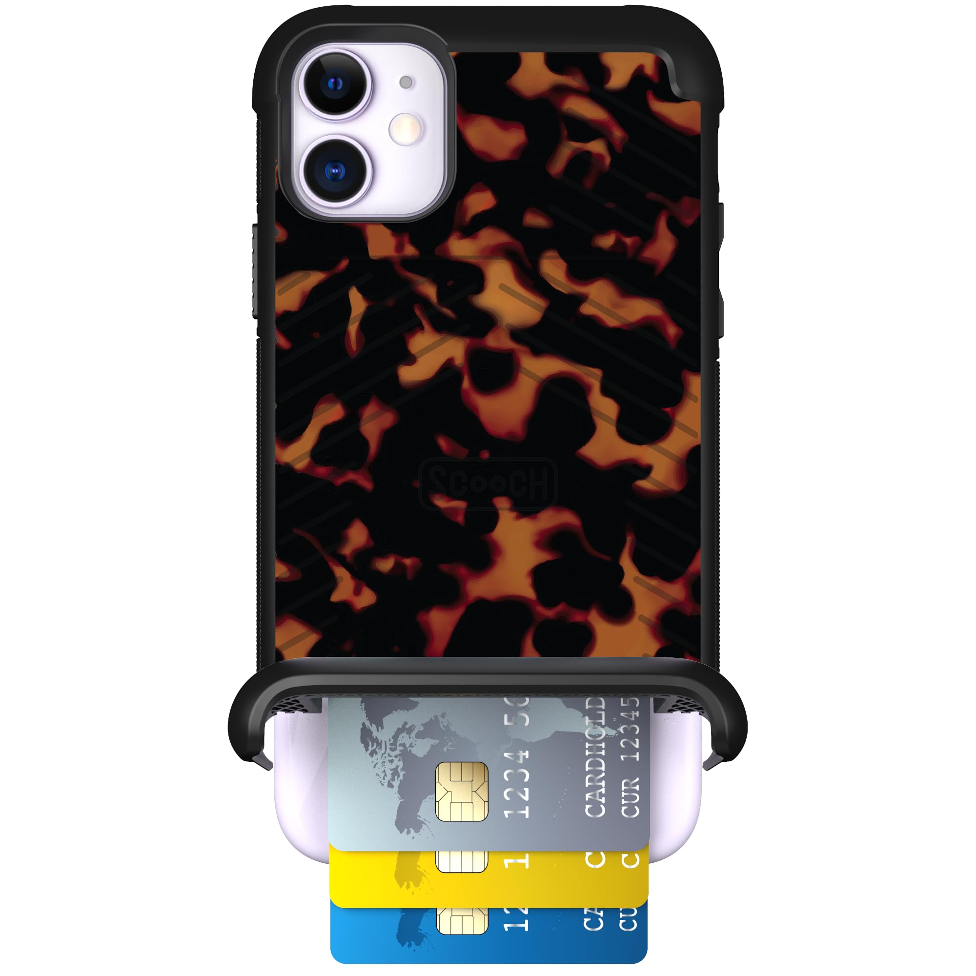 Scooch for iPhone 11 Case with Card Holder, Wingmate Wallet Case with Hidden Card Slot and RFID Protection, Holds 3 to 4 Cards, 