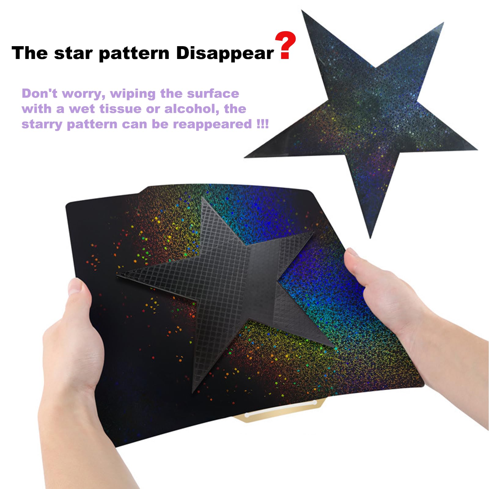 Retuxep Pey Pei Build Plate For Bambu Lab X1/P1P/P1S/A1 3D Printers, Smooth Colorful Starry Pey+ Textured Pei Build Plate Pei Sh