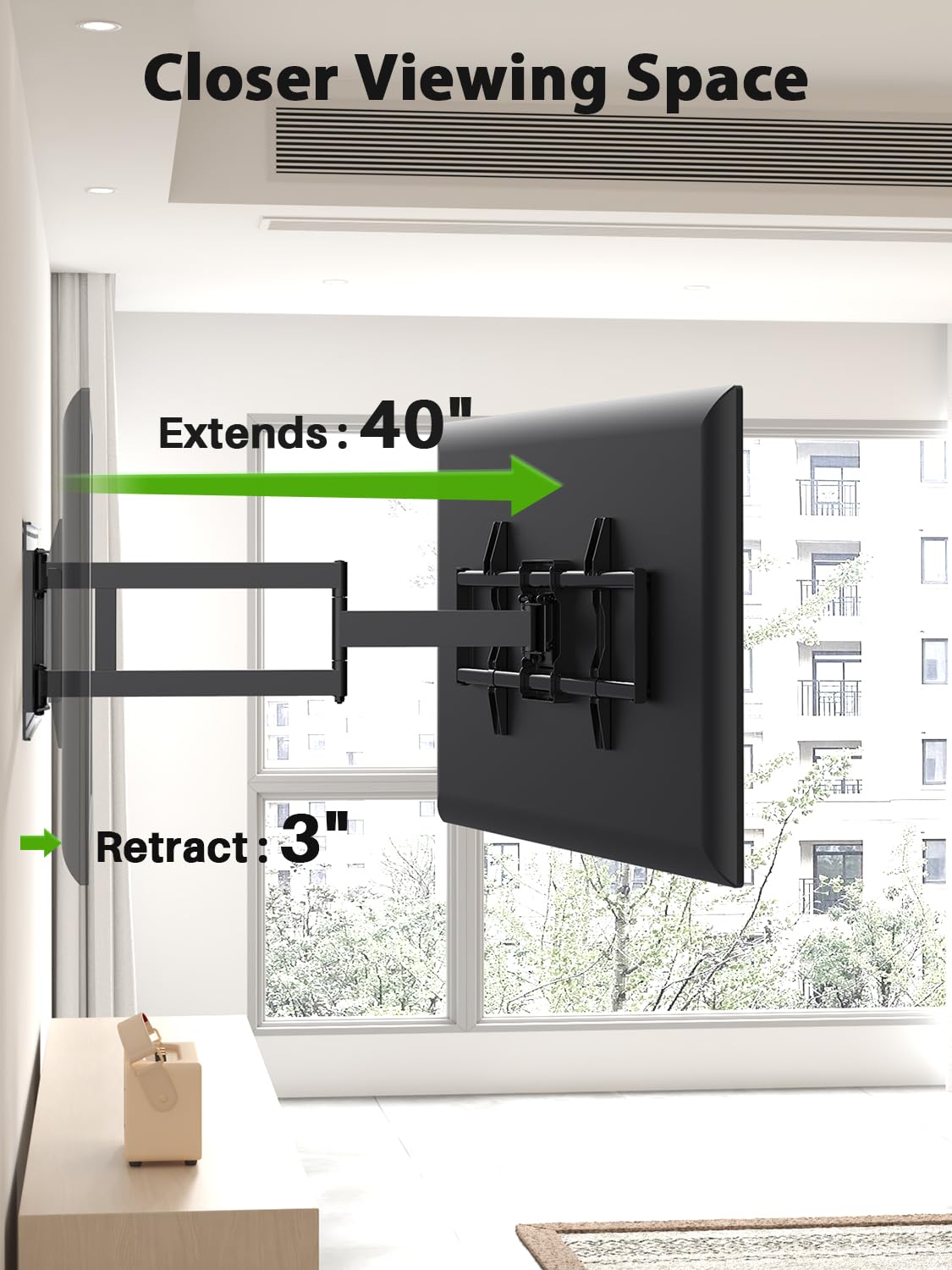 USX MOUNT Heavy Duty Long Arm TV Wall Mount for 42-95 Inch TVs, Swivel & Tilt, VESA 800x400mm, Black, Model XML035