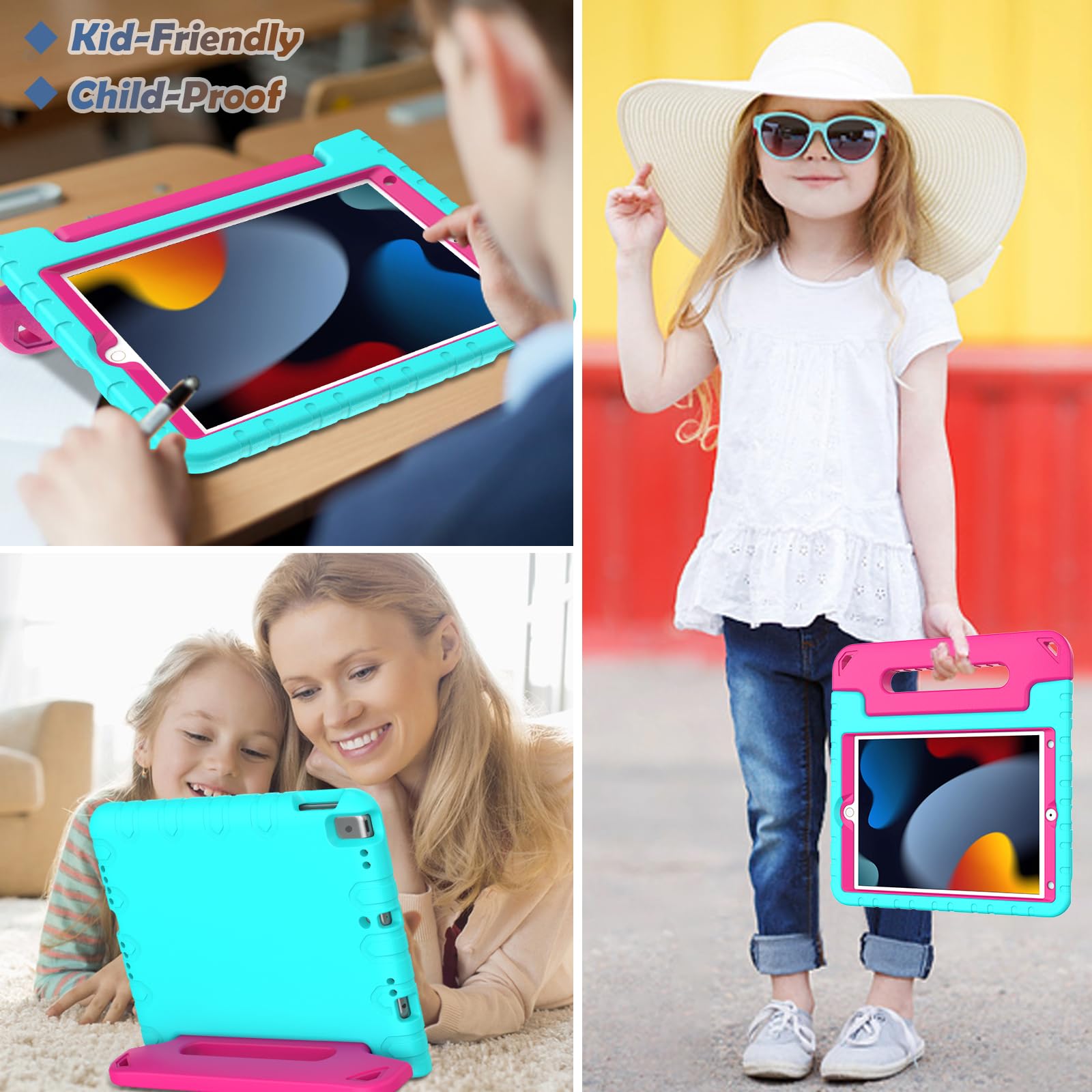 Ltrop Kids Case For Ipad 9Th/ 8Th/ 7Th Generation (2021/2020/ 2019), Ipad 10.2 Case, Shockproof Handle Stand Case For Ipad 9 8 7