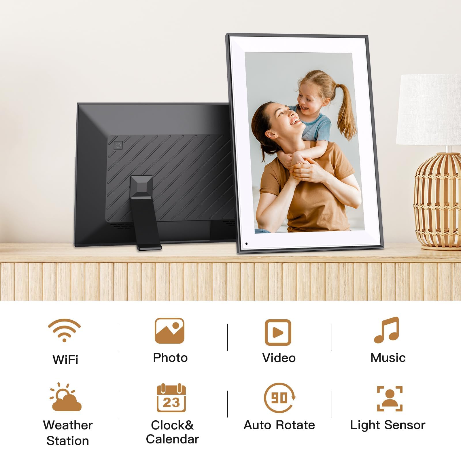 Digital Photo Frame 10.1'' Smart Digital Picture Frame   Ips Touch Screen, Auto Rotate, Slideshow, Load Photo Video From Phone T