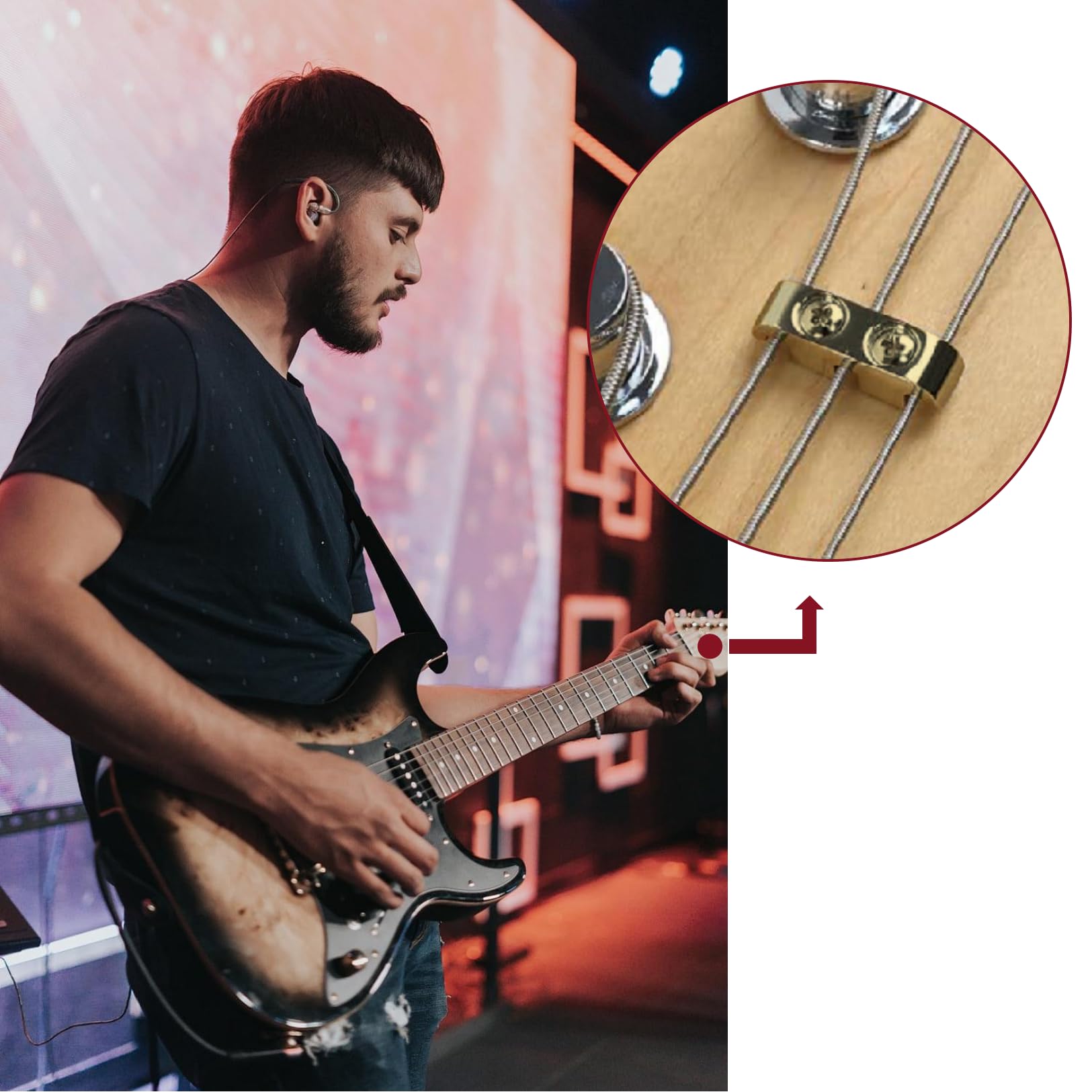 Cashbeat Brass Bass String Retainer, String Tree With Mounting Screws (For Electric/Precision Bass)