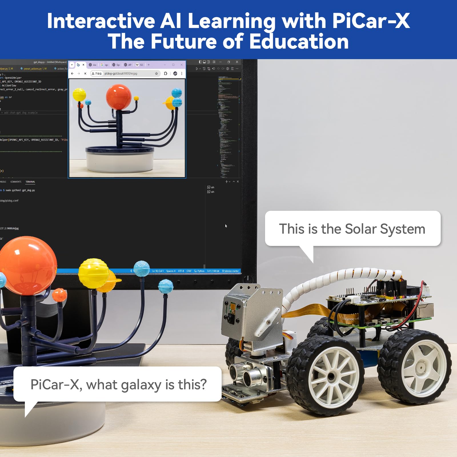 Sunfounder Picar-X Ai Video Robot Car Kit With Raspberry Pi Zero 2 W+32G Tf Card, Chatgpt-4O Enabled With Video Recognition, Pyt
