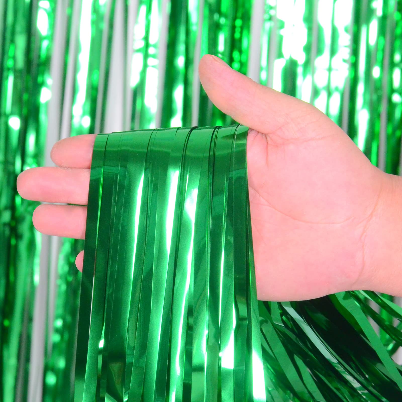 Melsan St Patricks Day Decorations, Tinsel Foil Fringe Curtains For St Patricks Day Decorations, Green Tinsel Fringe Curtain For