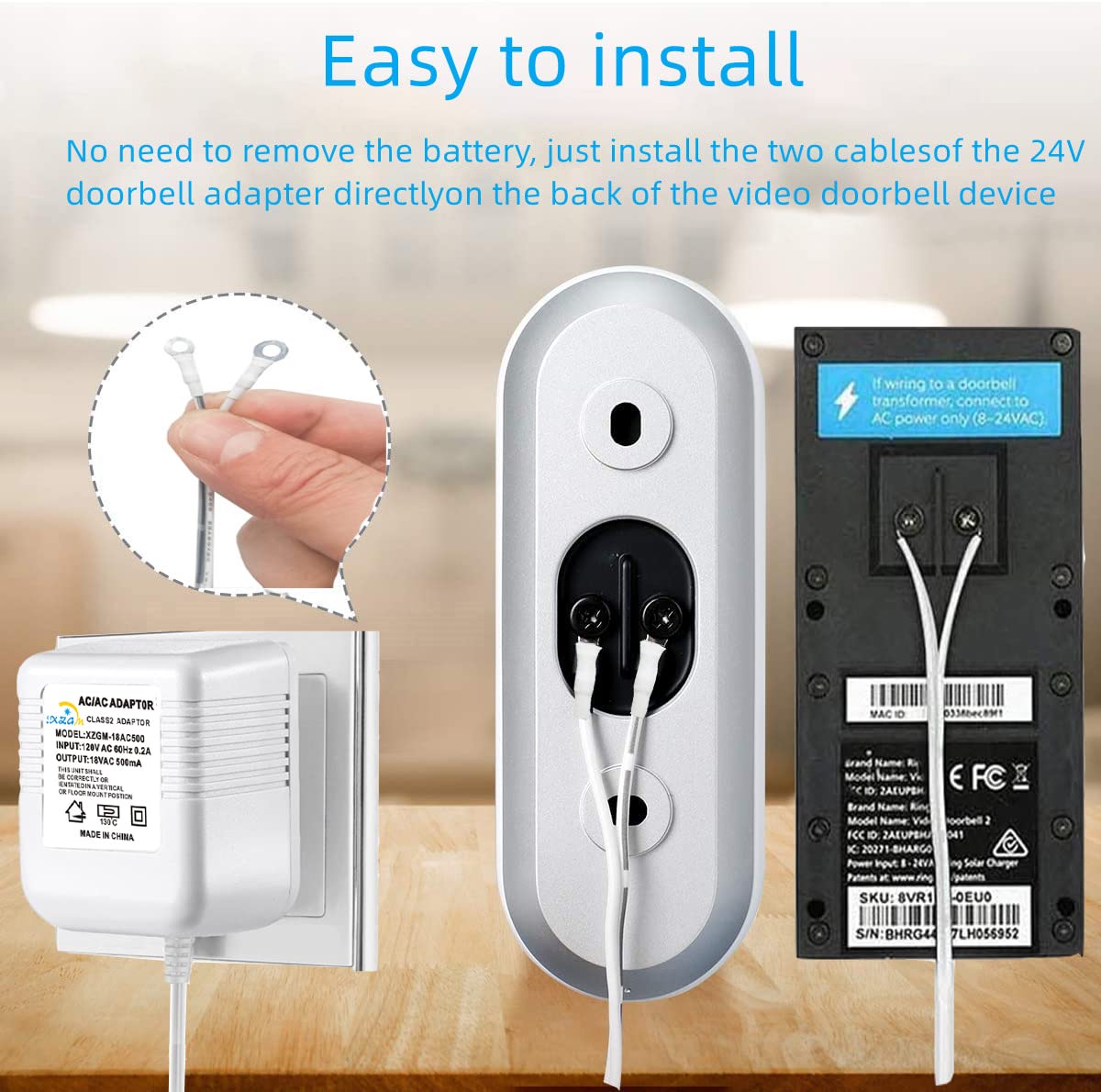 Visual Doorbell Power Adapter 18V 500Ma Compatible With Ring Nest Eufy Wyze Arlo Wireless Video Doorbell (393In/10M Cable Length