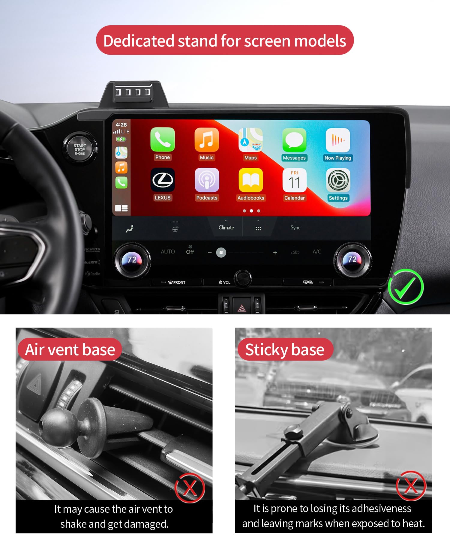 Masergogo Car Phone Holder For 2022-2025 Lexus Nx/Nx Hybrid, 360 Rotation, 14 Inch Screen Fixed Clip, Auto Accessories Navigatio