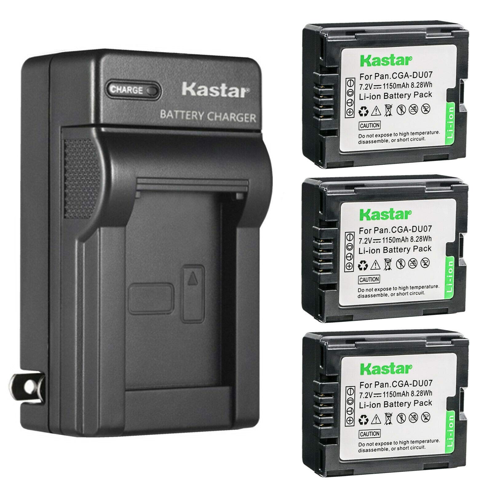 Kastar 3 Pack Battery And Ac Wall Charger Replacement For Panasonic Pv Gs39, Pv Gs50, Pv Gs55, Pv Gs59, Pv Gs65, Pv Gs70, Pv Gs7