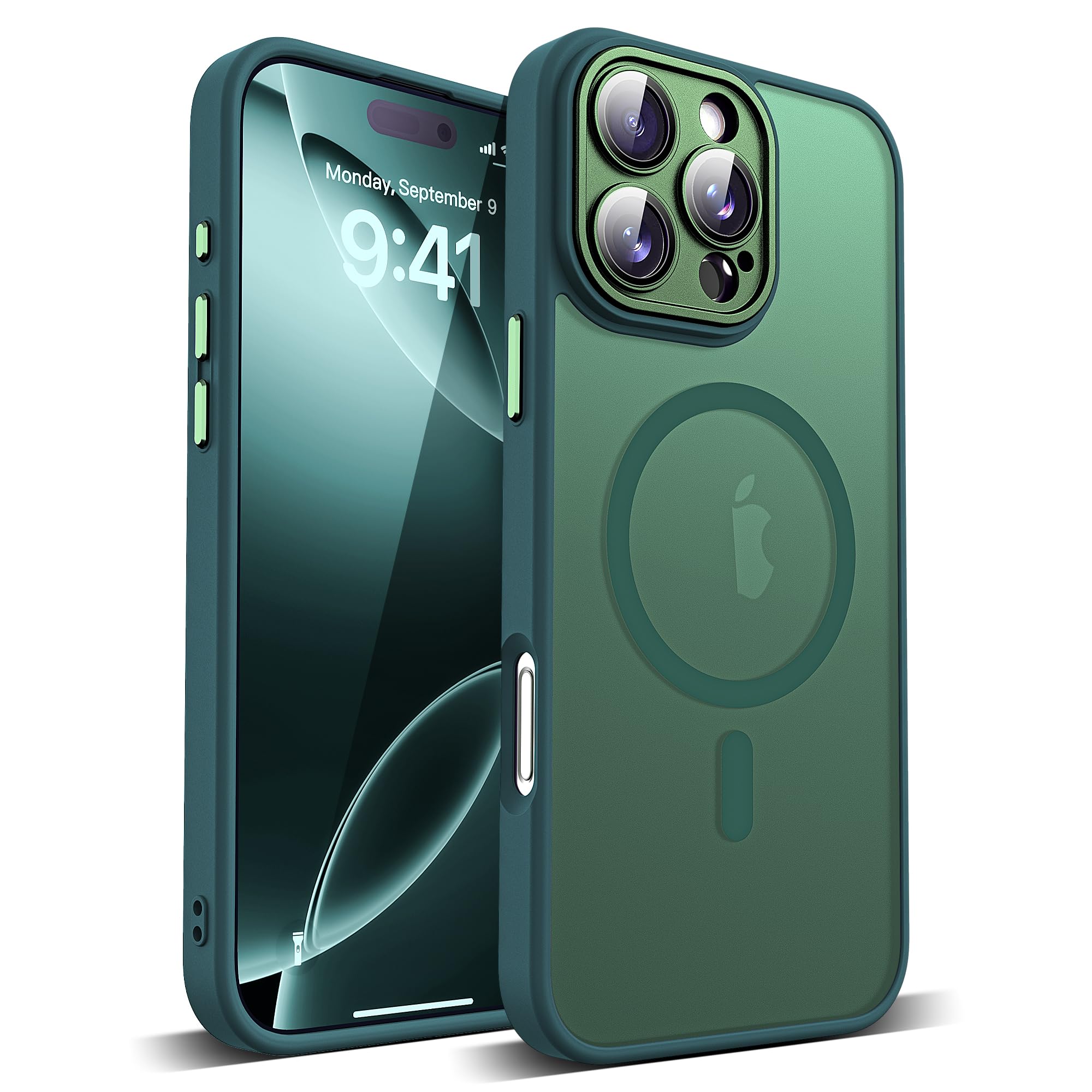 YEMORAN Compatible with iPhone 16 Pro Max Case with Built-in Camera Lens Protectors Translucent Magnetic 16 Pro Max Phone Case 6
