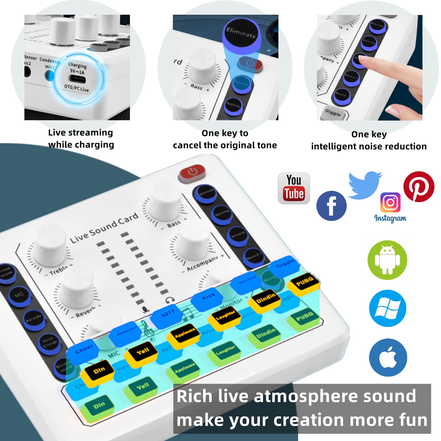 Podcast Equipment Bundle, Bm 800 Podcast Microphone Bundle Voice Changer With Mic Arm Studio Condenser Microphone For Phone, Pc,