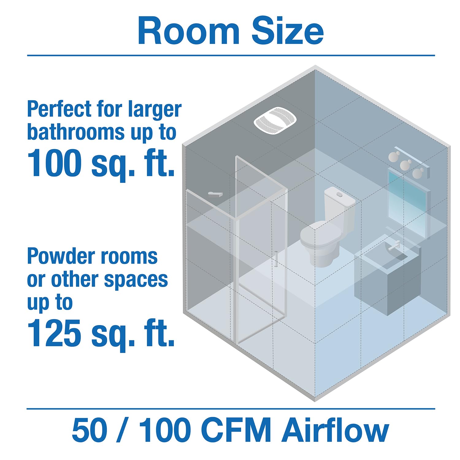 Air King Ak100D Energy Star Qualified Dual Speed Exhaust Bath Fan With 100 Cfm And 1.5 Sones, White Finish