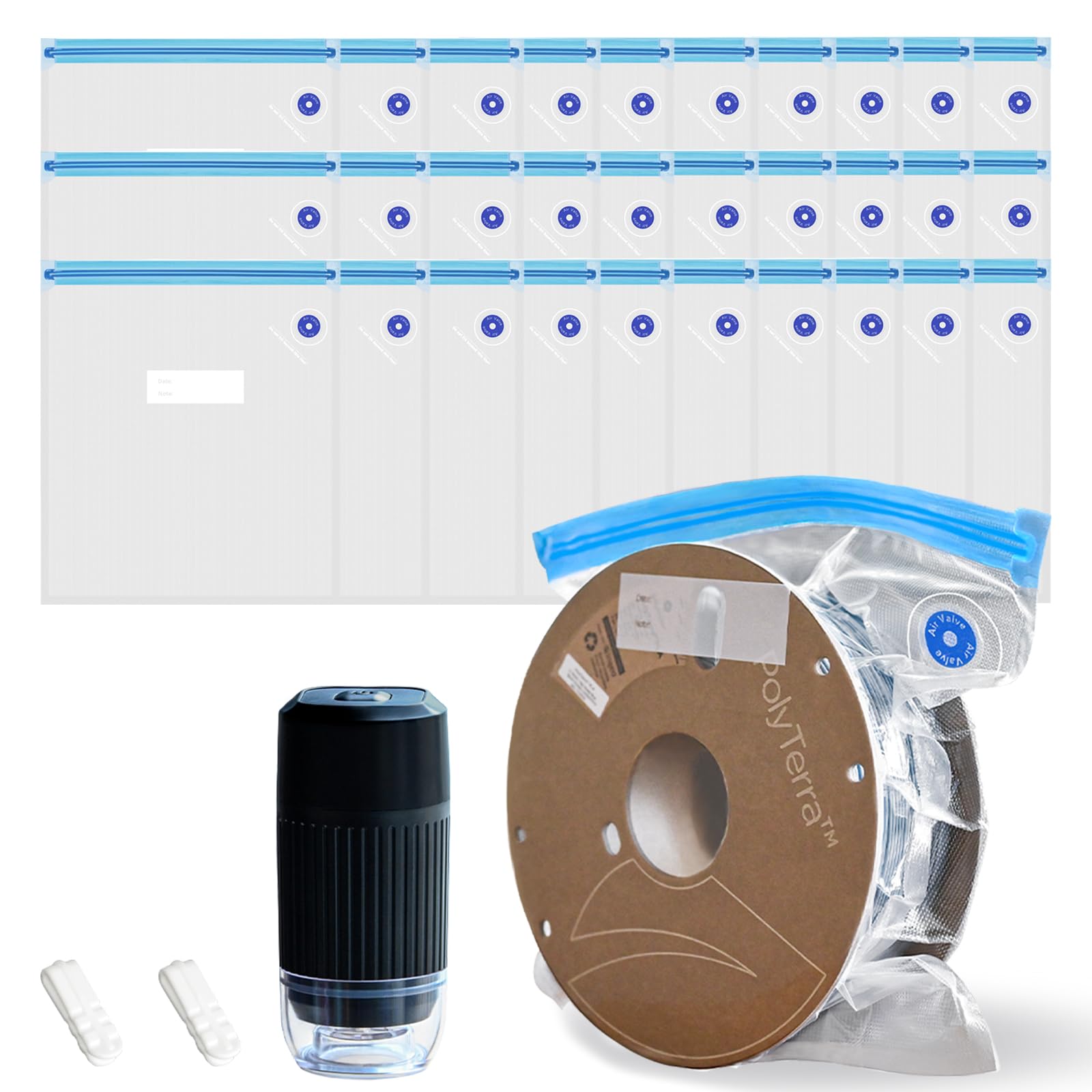 Ajoyib 3D Printer Filament Storage Kit 30Pcs Vacuum Storage Sealing Bags With Electric Auto Pump Moisture Proof Filament Dry 30