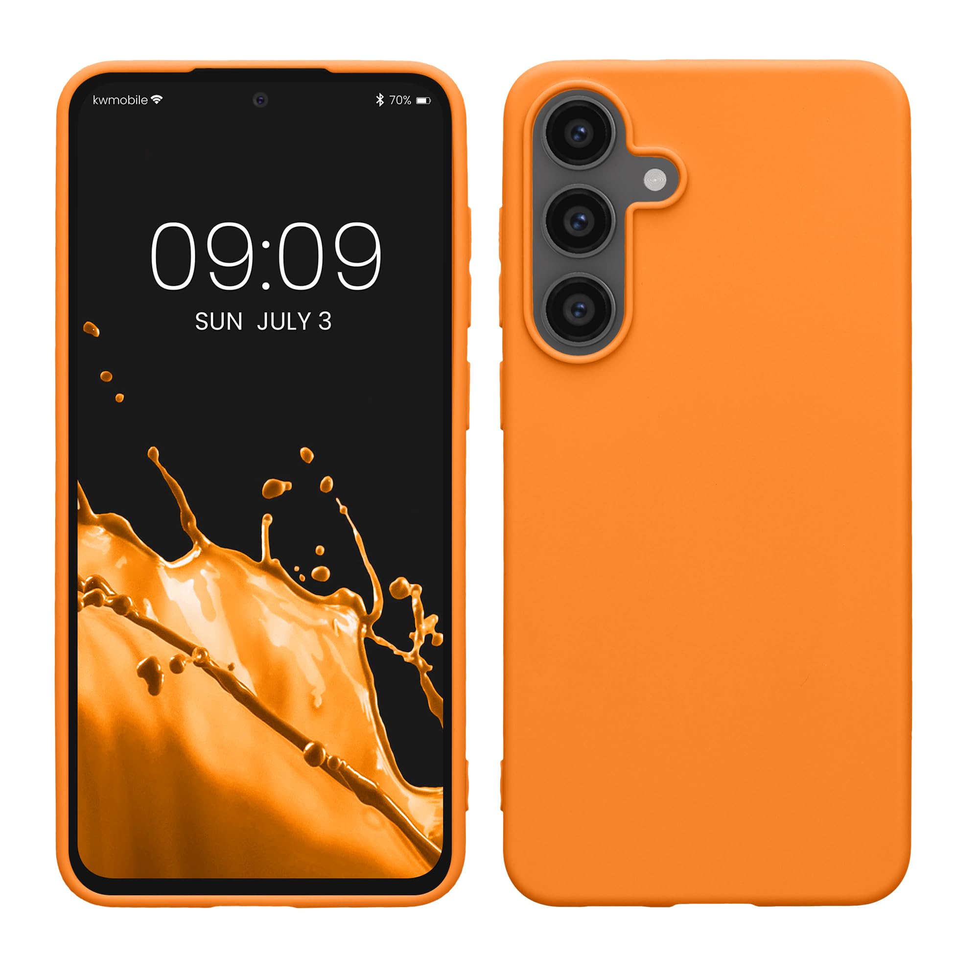 kwmobile Case Compatible with Samsung Galaxy S25 FE Case - Soft Slim Protective TPU Silicone Cover - Fruity Orange