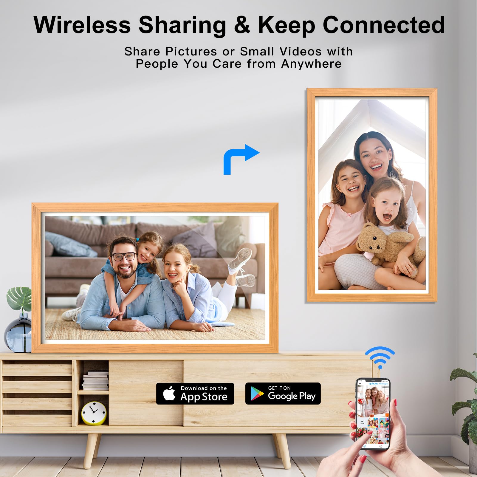 21.5 Inch Digital Picture Frame Dual Wifi Digital Photo Frame   1080P Video Playback, Smartphone Syn Screen, 32Gb, Share Photo V