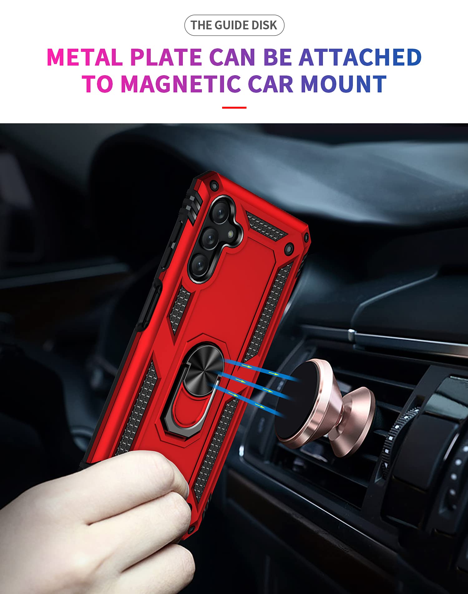 Yzok For Galaxy A13 5G Case,With Hd Screen Protector,[Military Grade] Ring Car Mount Kickstand Hybrid Hard Pc Soft Tpu Shockproo