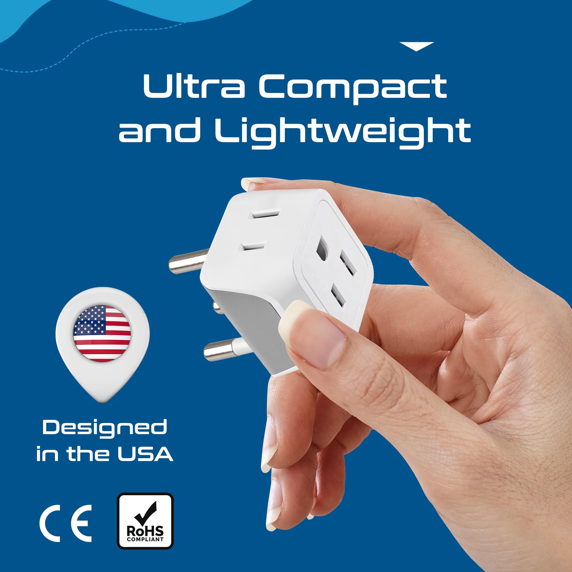 Ceptics Thailand Travel Adapter With Dual Usa Input (Type O) Ultra Compact   3 Pack   Safe Grounded Perfect For Cell Phones, Lap