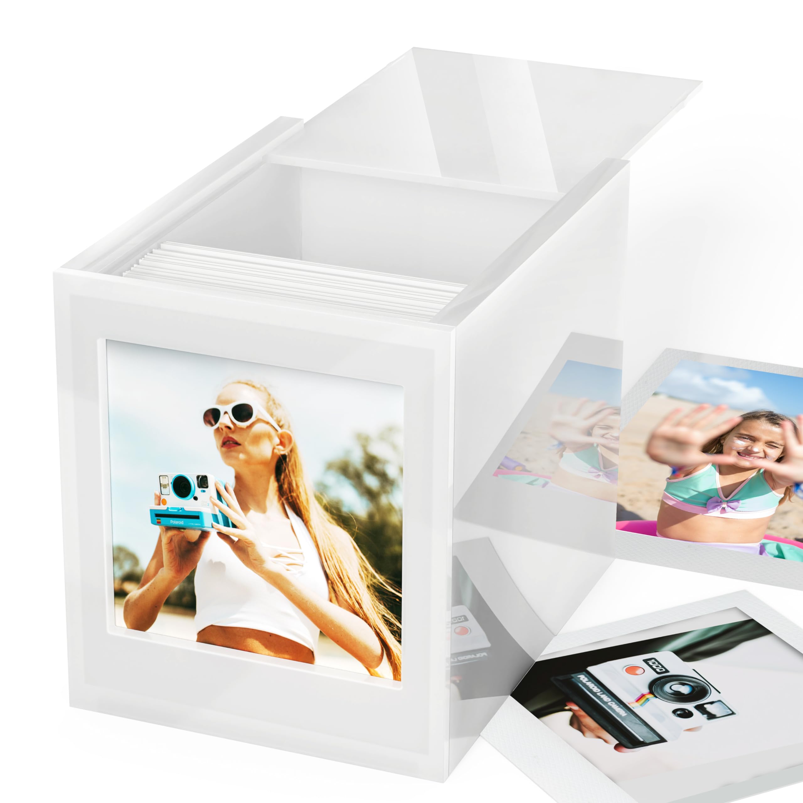 Winkine Acrylic Polaroid Frame & Photo Storage Box For Polaroid Film 4.2X3.5, Polaroid Picture Frame With Sliding Lid, Instax Fr