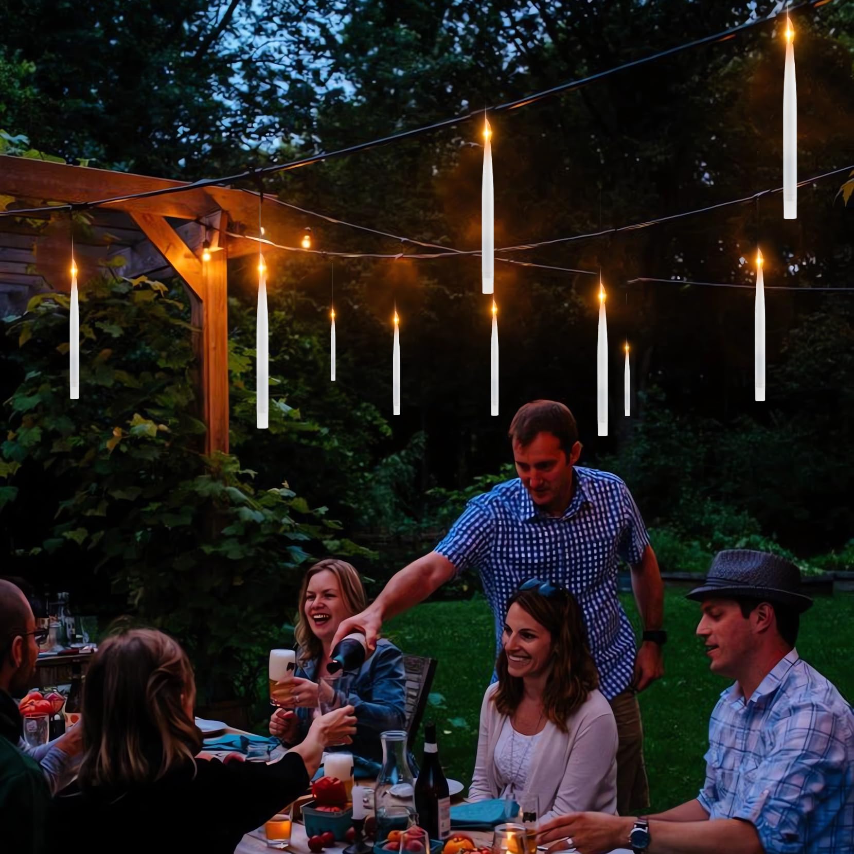 Dressvoguer 22 Pcs Christmas Tree Candles Lights Flickering Clip Flameless Led Taper Window Candles With Timer, Christmas Candle