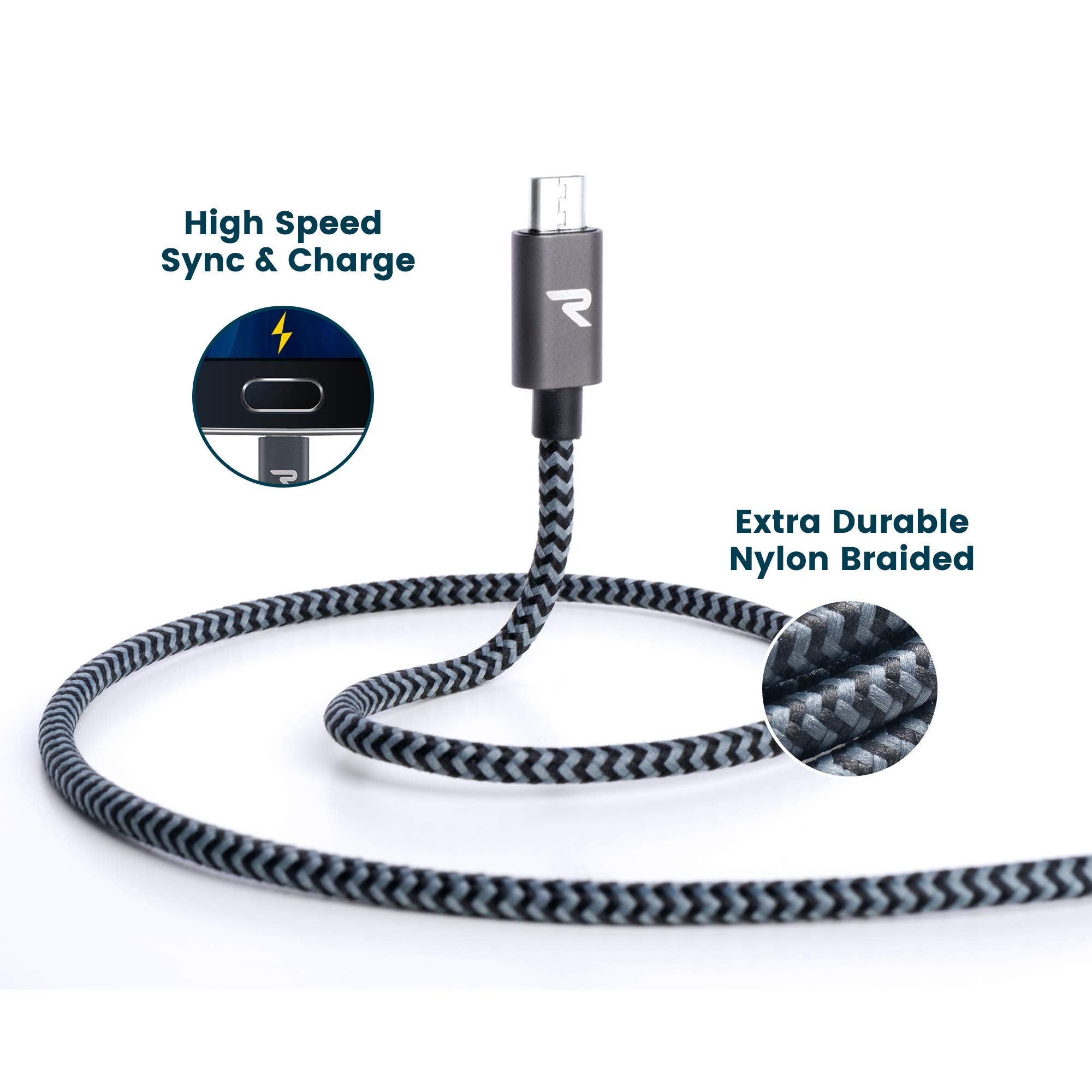 Rampow Micro Usb Cable 10Ft, Extra Long Charging Cord, Qc 3.0 Fast Charge & Sync Usb Cable, Braided Android Charger Cable For Sa