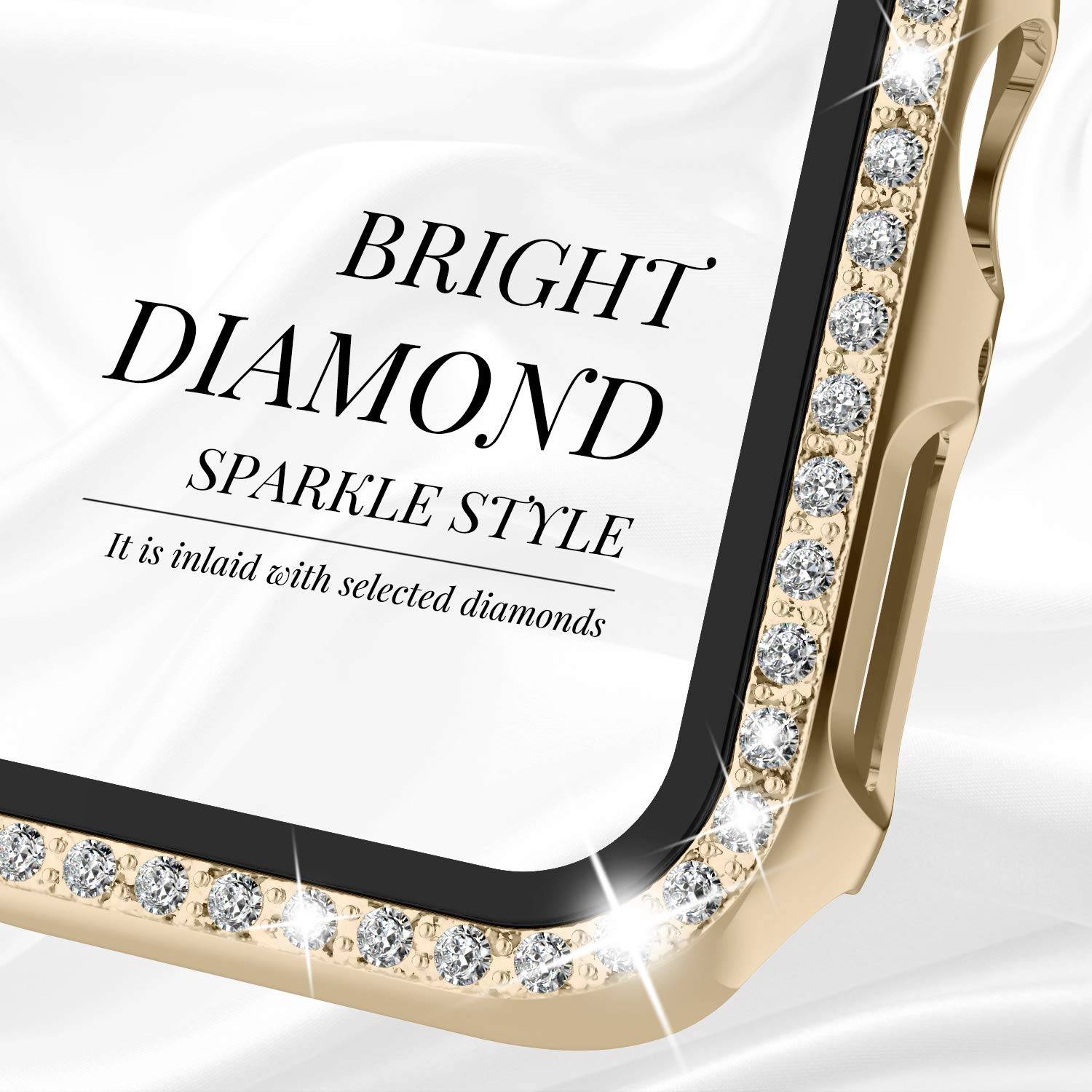 Recoppa Bling Crystal Diamond Rhinestone Ultra Thin Bumper Full Cover Protective Case For Apple Watch Series 6/5/4/Se 40Mm 44Mm,