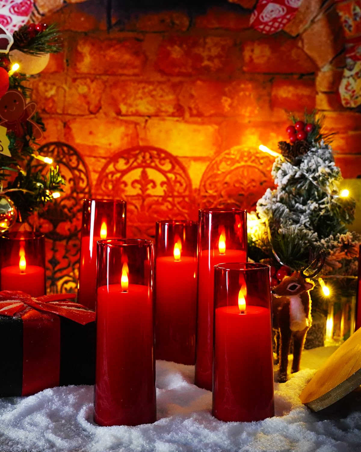 Kakoya Flickering Flameless Candles Battery Operated With Remote And 2/4/6/8 H Timer Plexiglass Led Pillar Candles Pack Of 9 (D2