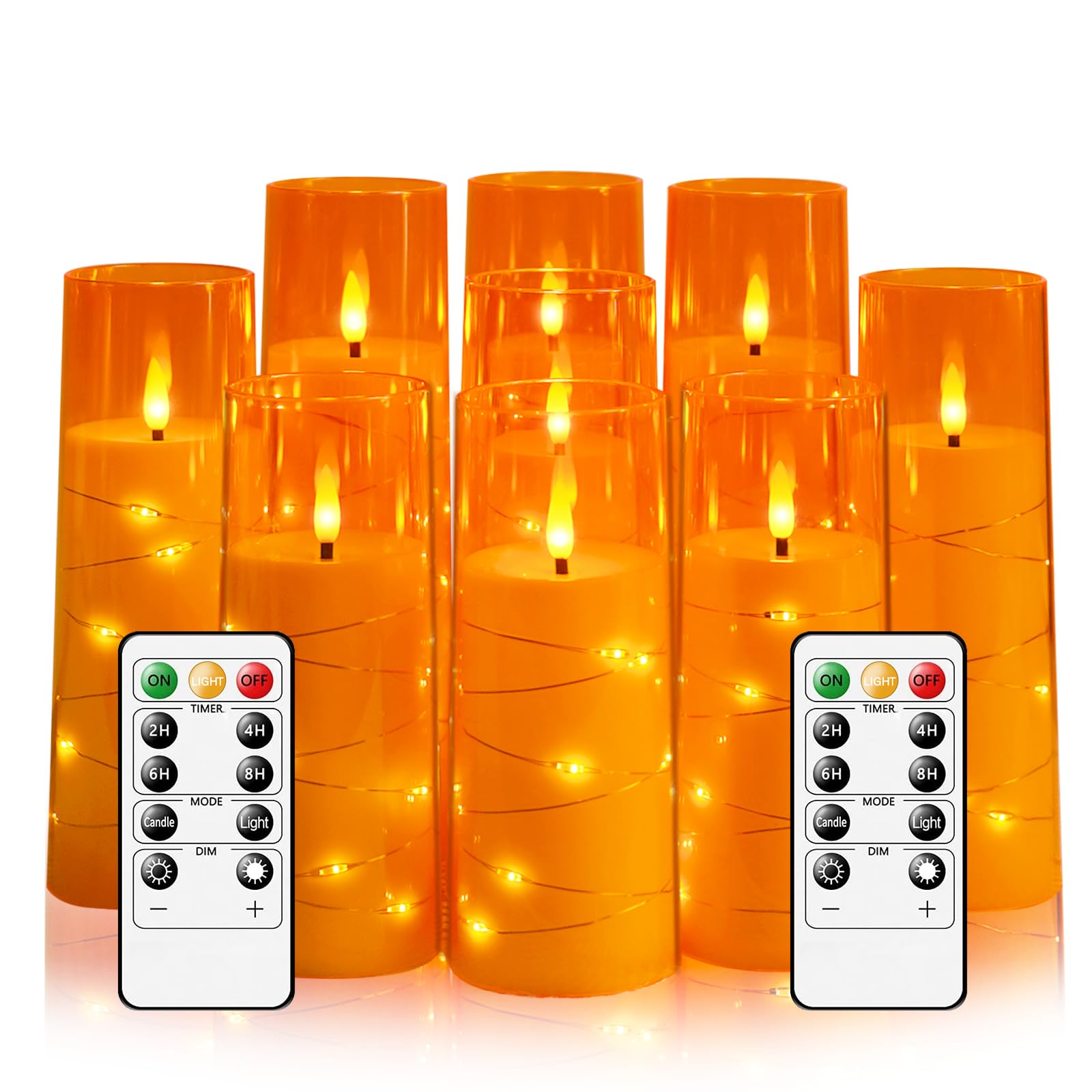Kakoya Flameless Led Candles With Timer 9 Pc Flickering Flameless Candles For Romantic Ambiance And Home Decoration Stable Acryl