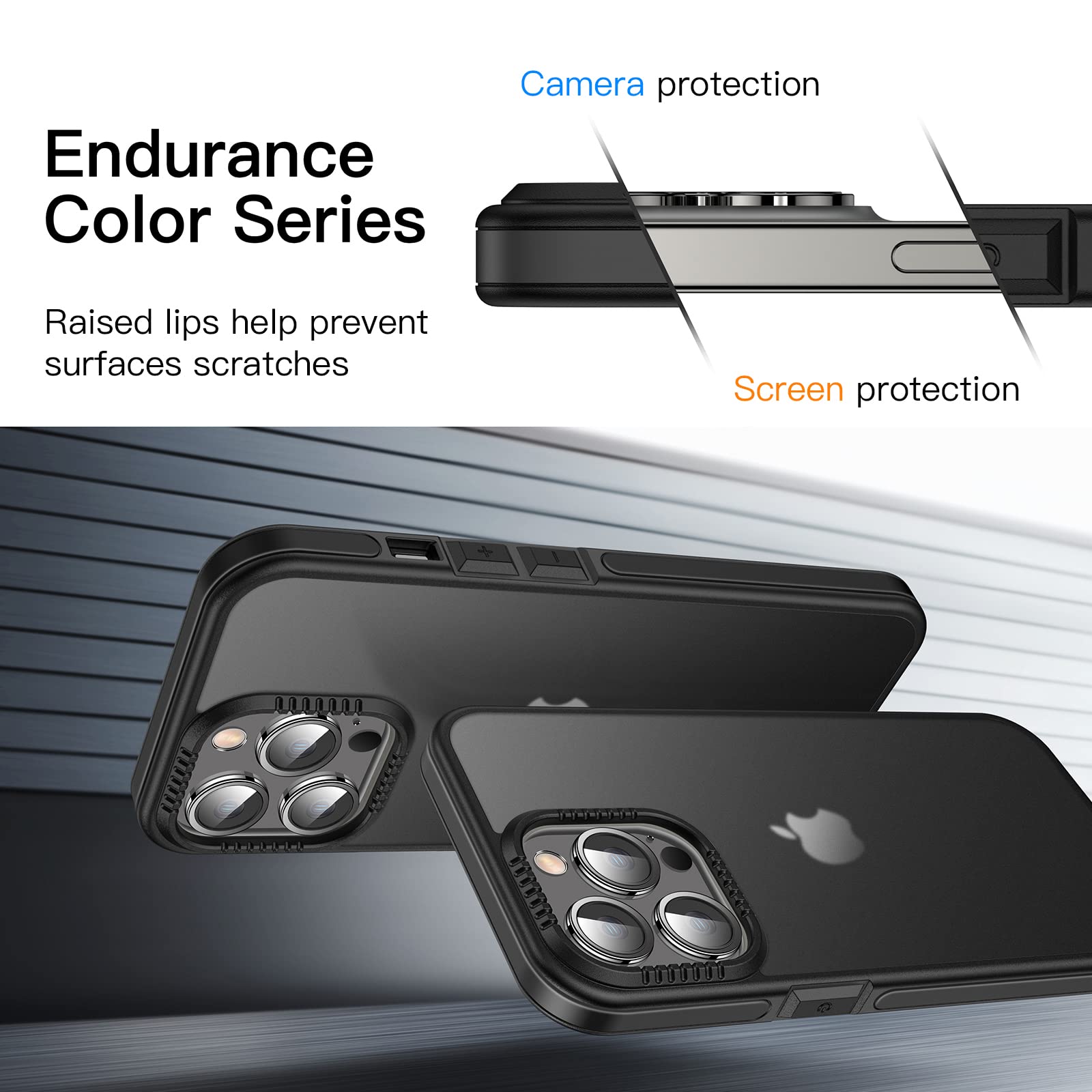 C Casus Shockproof Translucent Matte Slim Silicone Hard Back Phone Case for iPhone 13 Pro Max Black