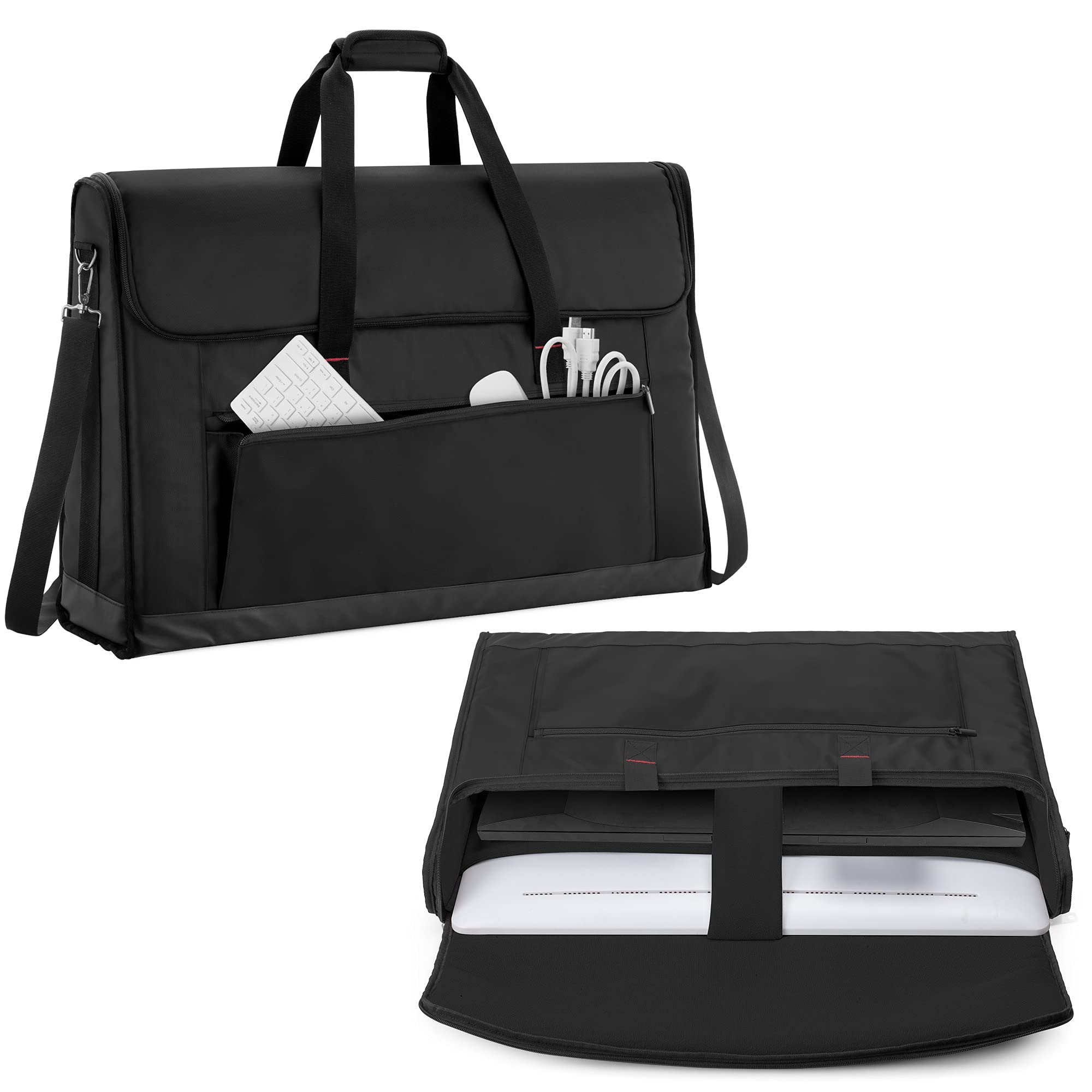Trunab Monitor Carrying Case 24-27 Inch Padded Travel Bag Hold Up to 2 LCD Screens/TVs, Not Compatible with iMac, with Accessori