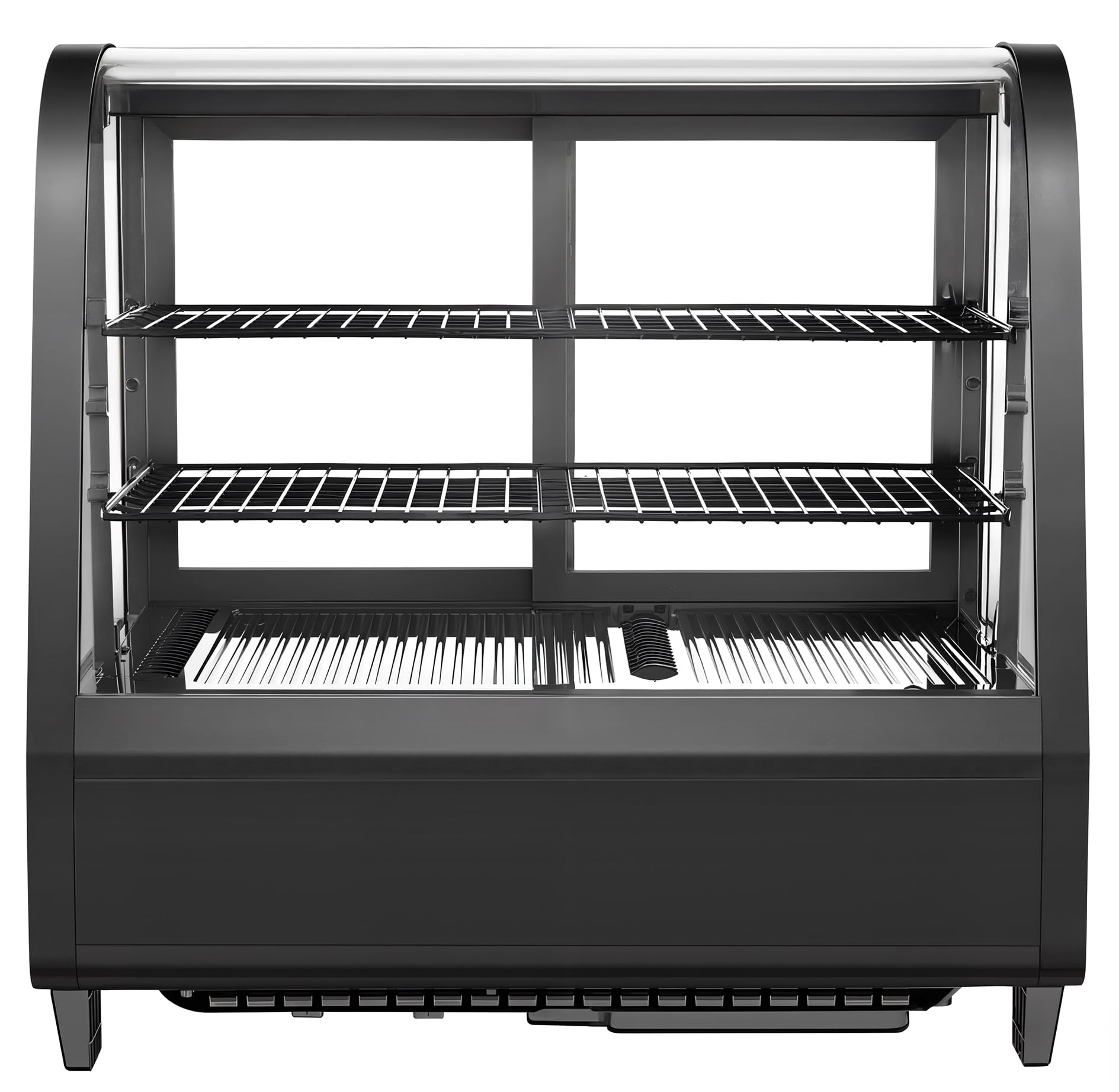 ICEVIVAL Certified Refrigerated Display Case, 3.5 Cu.Ft Countertop Refrigerator Commercial Display Fridge with Black Curved Glas